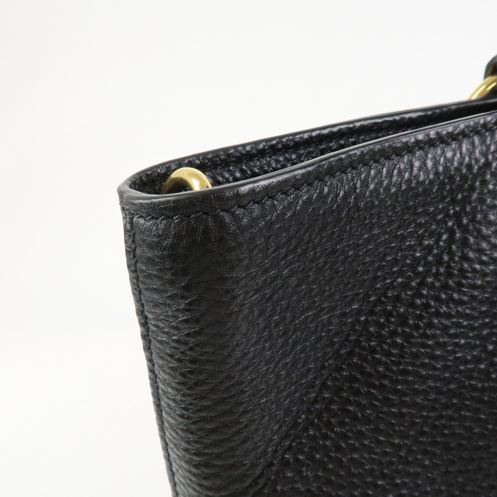 PRADA Vitello Daino Leather 2Way Tote Bag Shoulder Bag Black BN1713