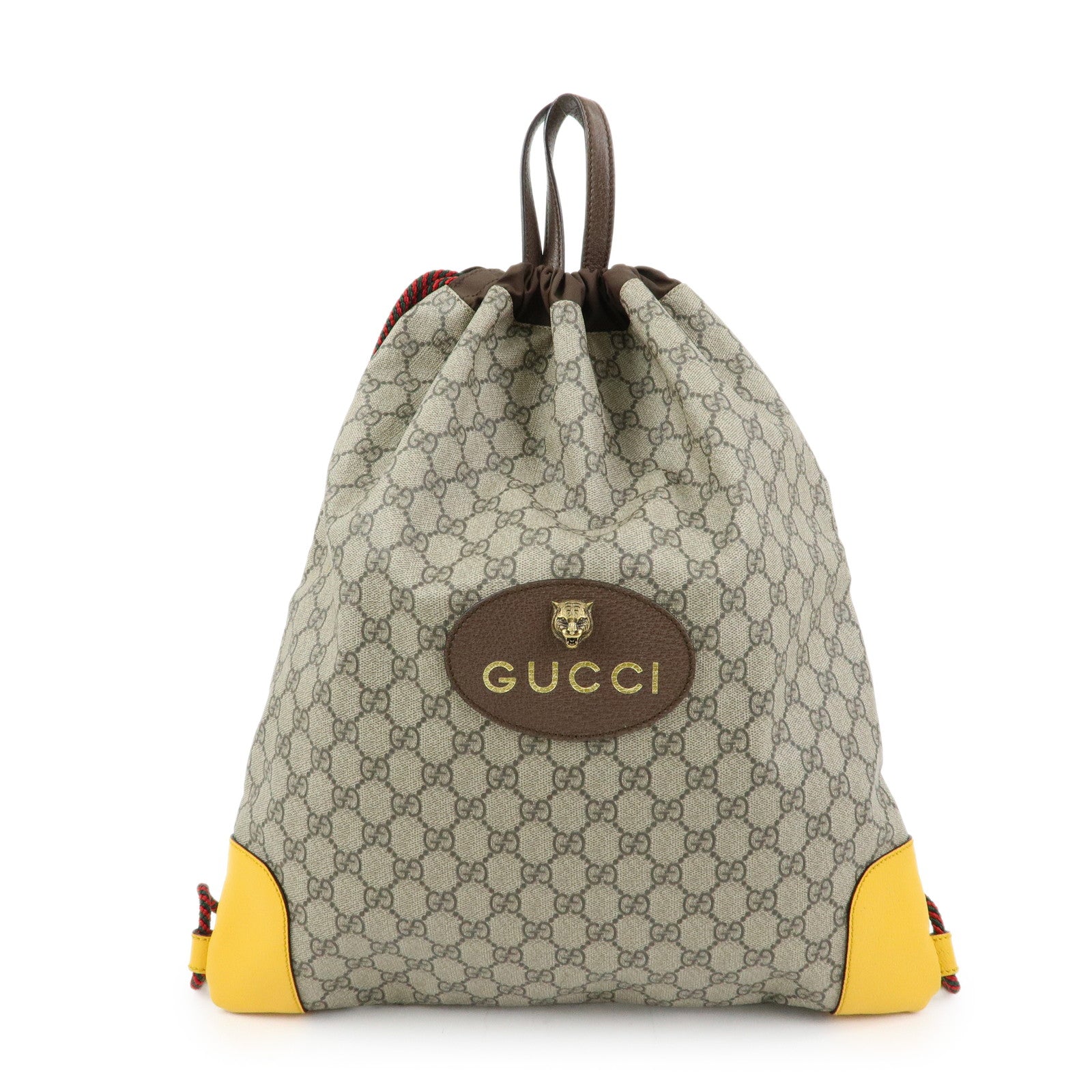 GUCCI GG Supreme PVC Leather Backpack Beige Yellow Brown 473872