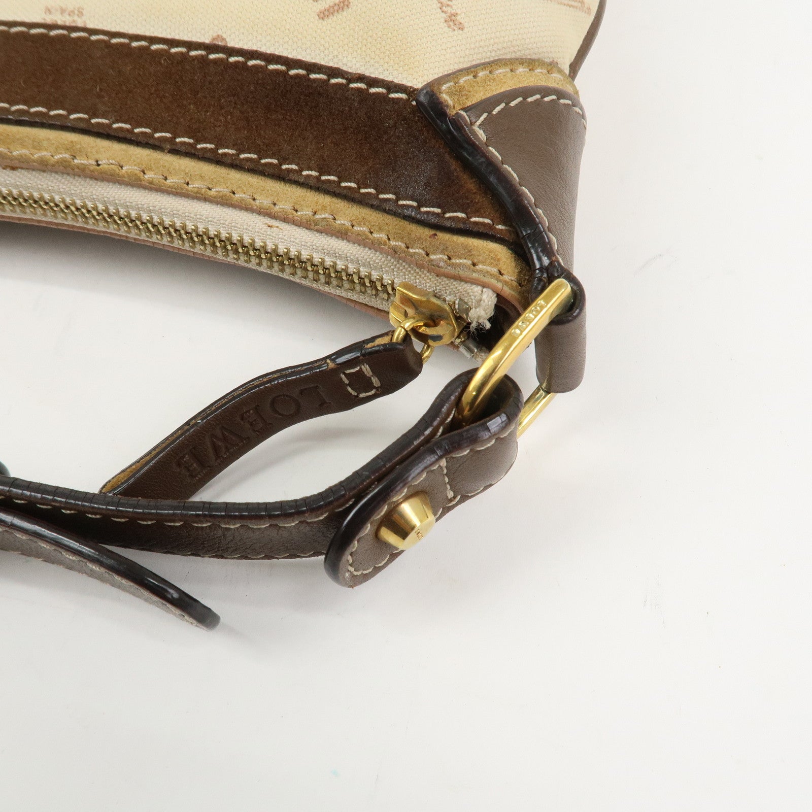 LOEWE Anagram Canvas Suede Leather 160th Anniversary Shoulder Bag