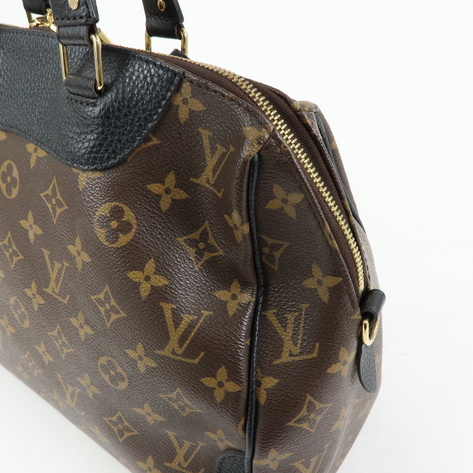Louis Vuitton Monogram Canvas Leather Retiro Hand Bag Brown M50058