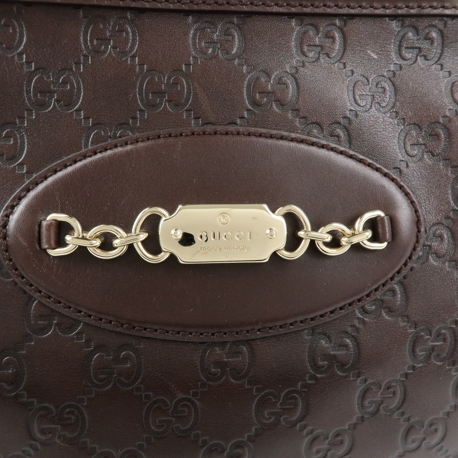 GUCCI Guccissima Leather Tote Bag Shoulder Bag Dark Brown 145993