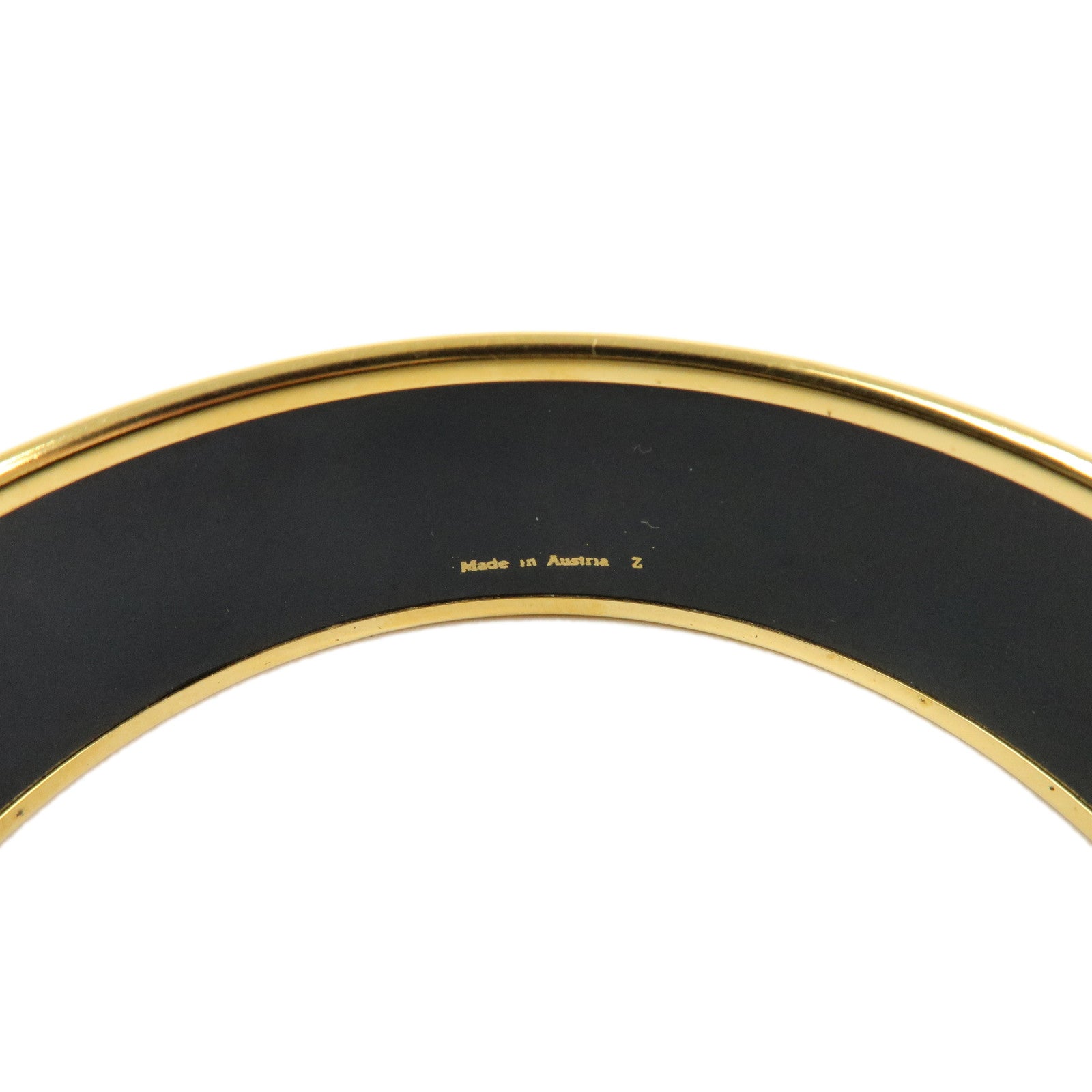 HERMES Email GM Gold Plated Bangle Bracelet Blue Gold