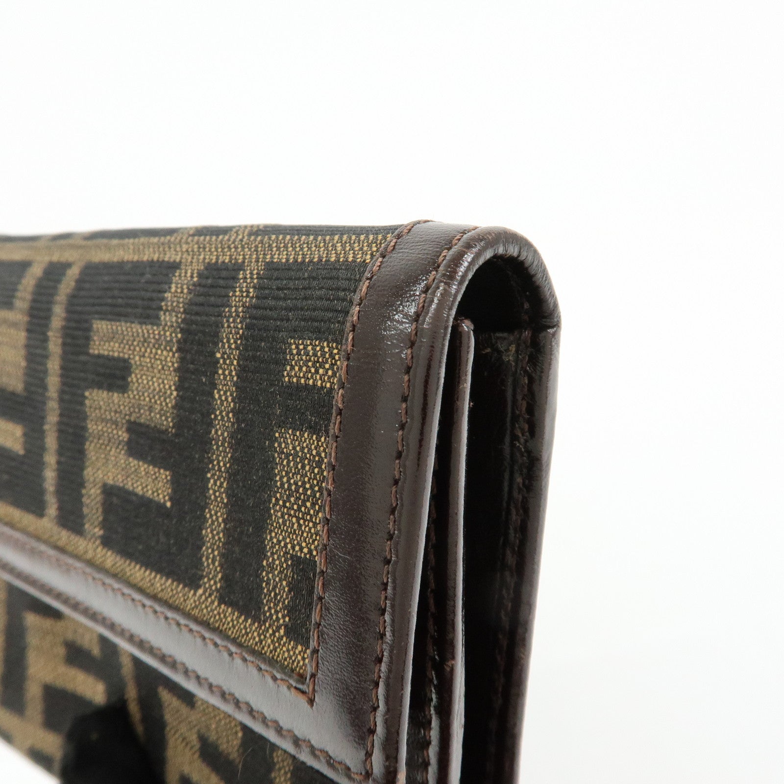 FENDI Zucca Canvas Leather Compact Wallet Brown 2270・30729・008