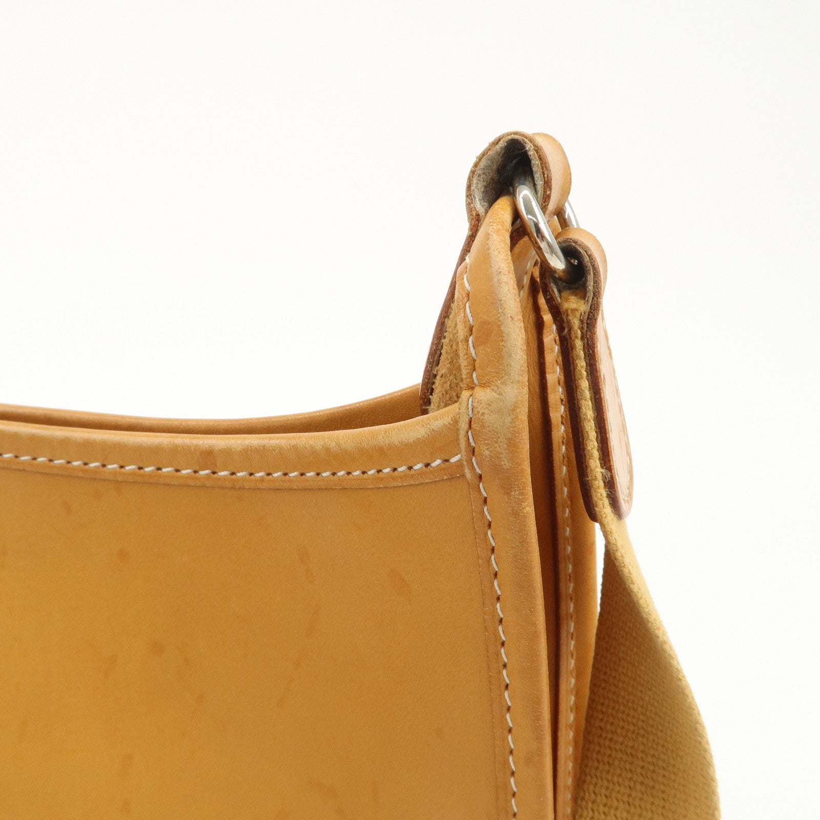 HERMES Leather Vespa PM J Engraved Shoulder Bag Brown Silver HDW