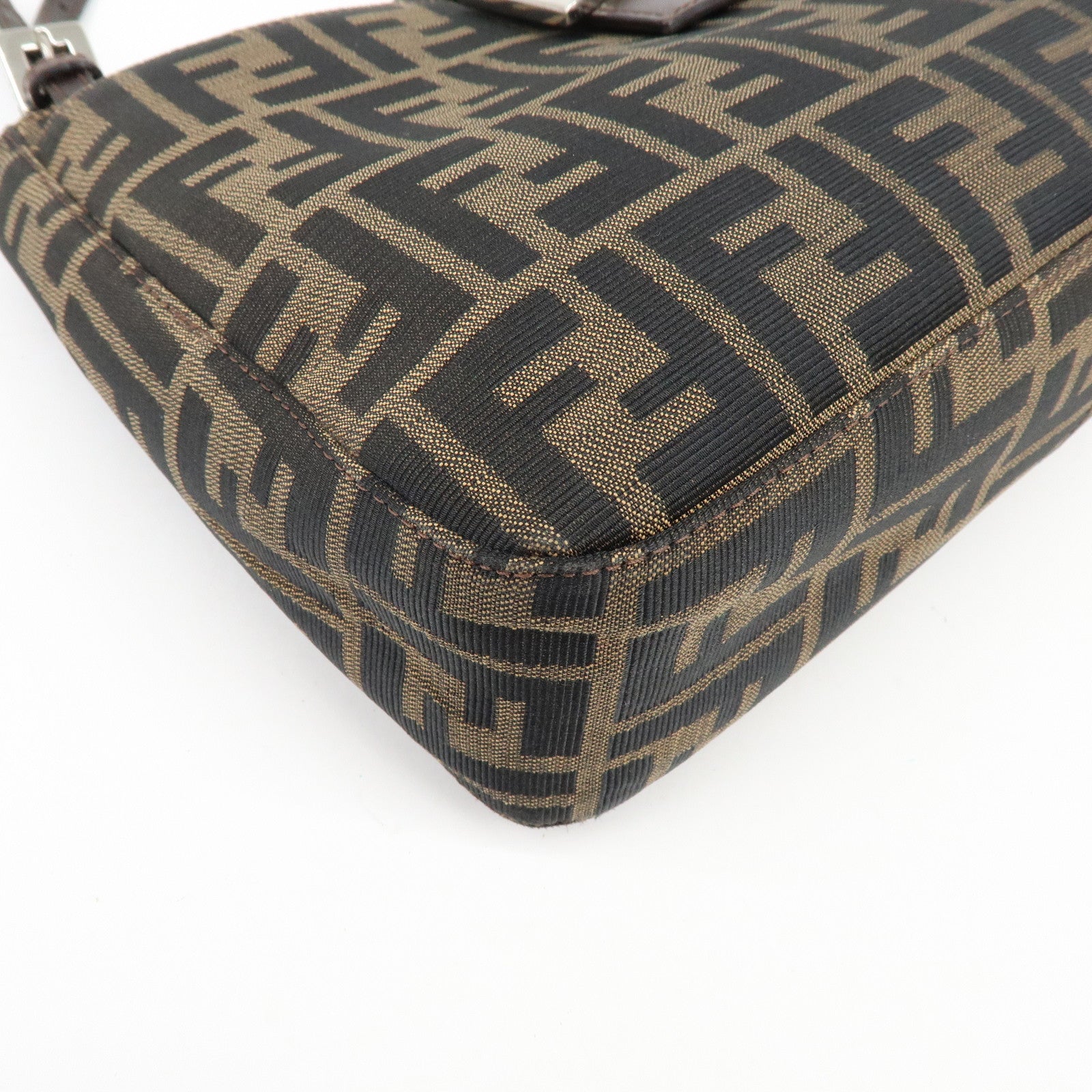 FENDI Zucca Canvas Leather Shoulder Bag Hand Bag Brown 26728