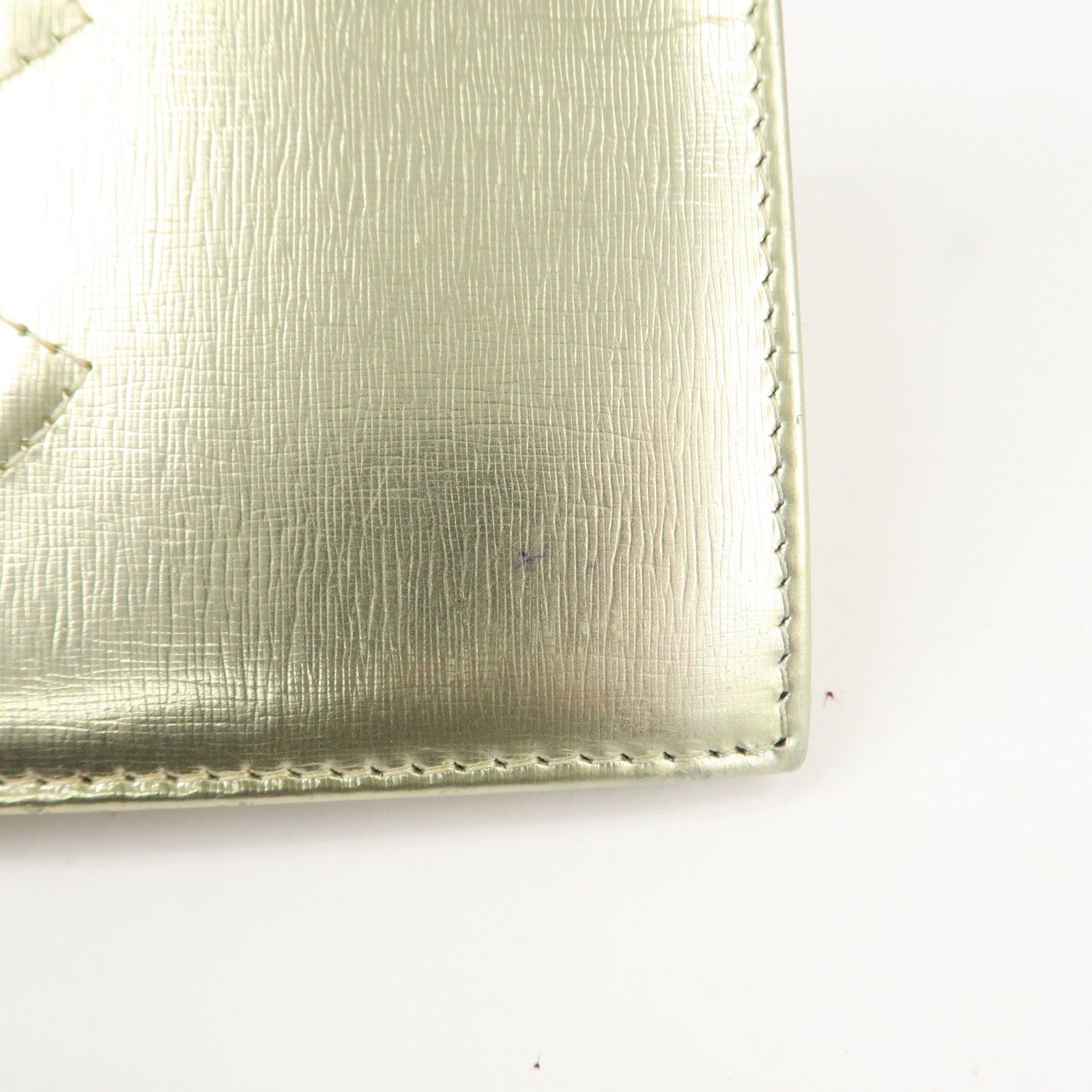 CHANEL Leather Coco Mark Long Wallet Gold Gold Hardware A27156 Used