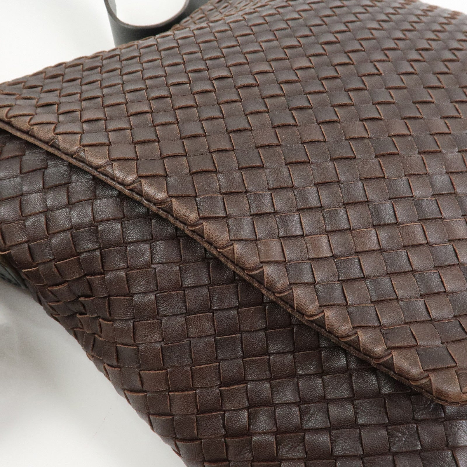 BOTTEGA VENETA Intrecciato Leather Shoulder Bag Crossbody Bag Brown