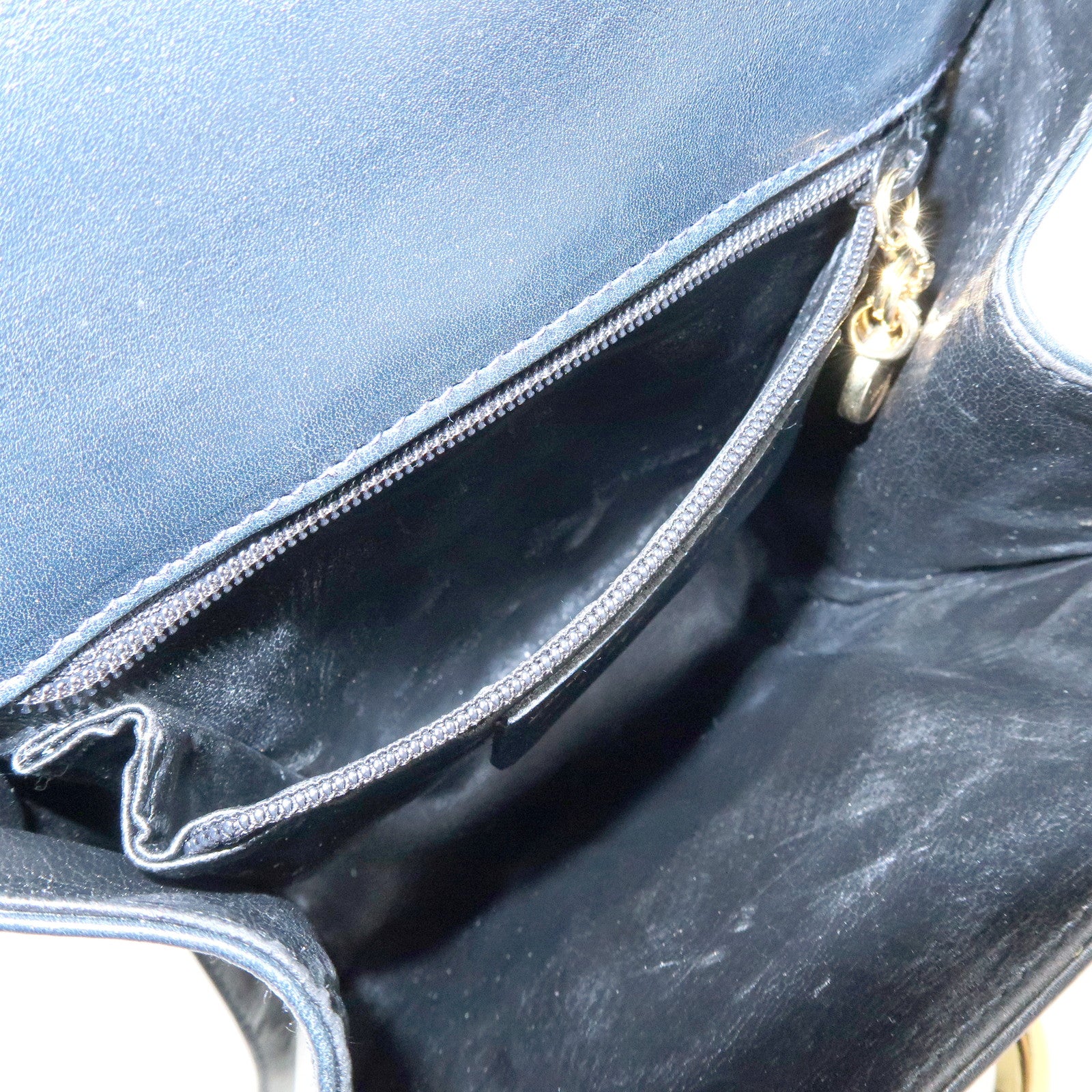 Ferragamo Gancini Leather Shoulder Bag Crossbody Bag Navy