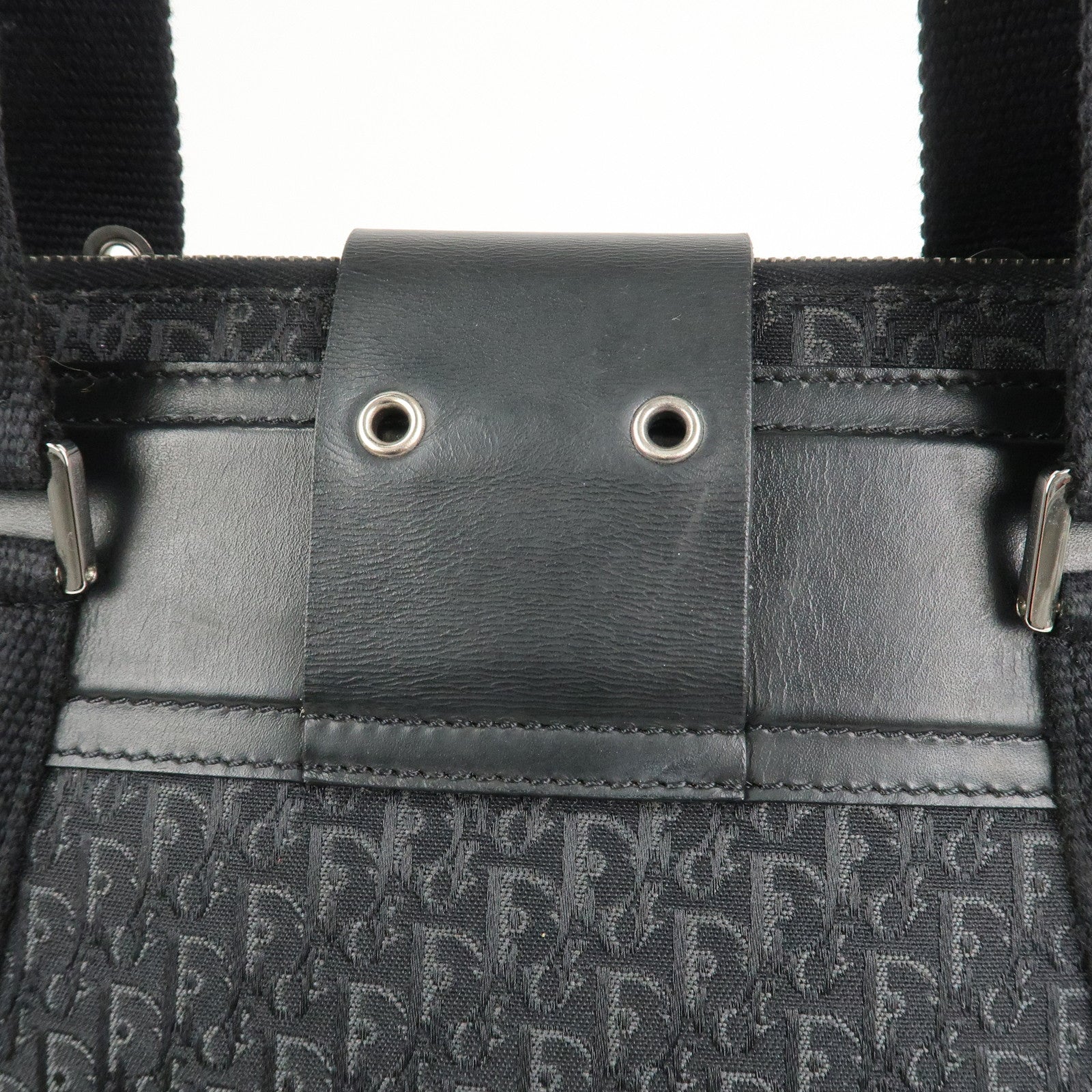 Christian Dior Trotter Canvas Leather Hand Bag Tote Bag Black