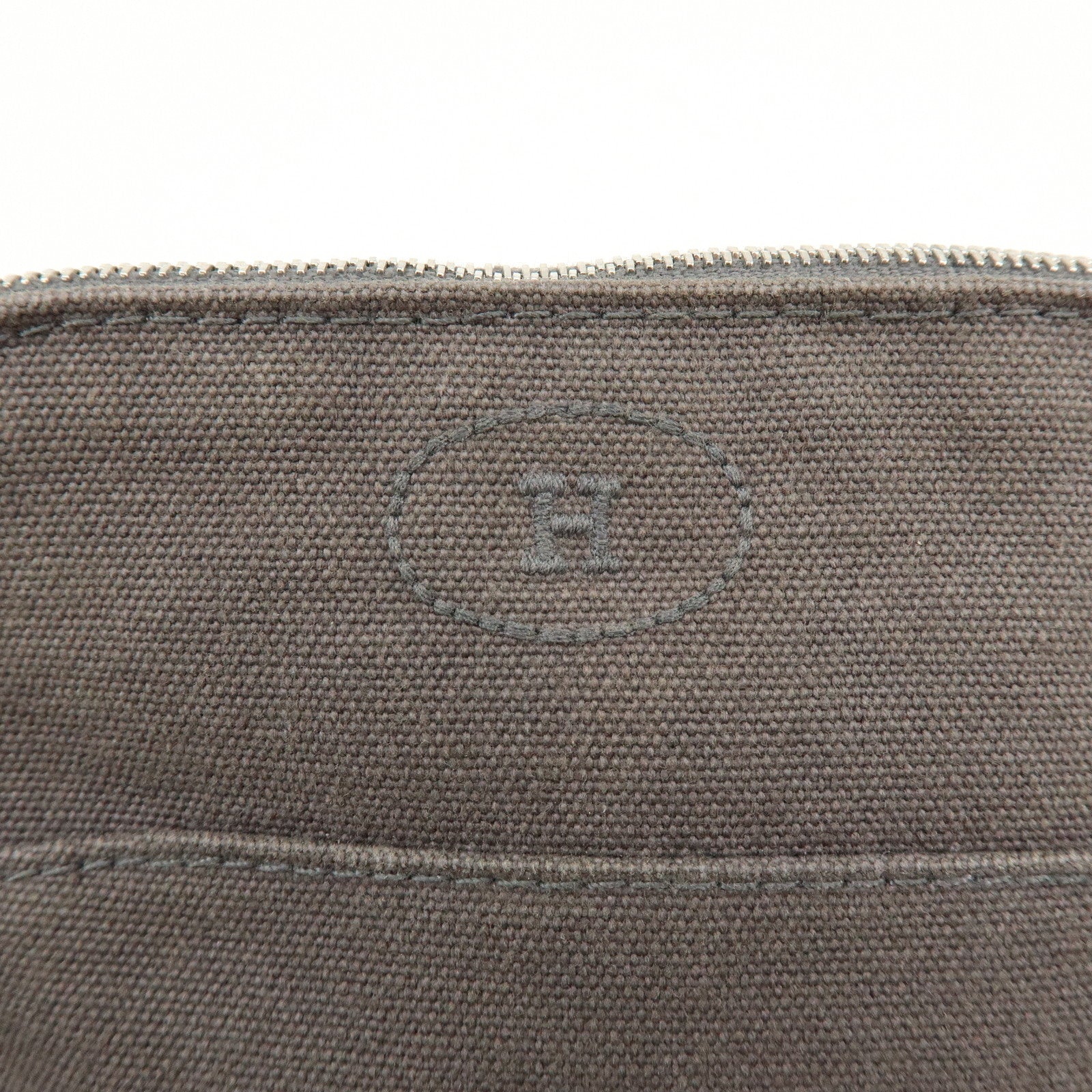 HERMES Bolide Mini Mini 16 Canvas Leather Pouch Gray Beige