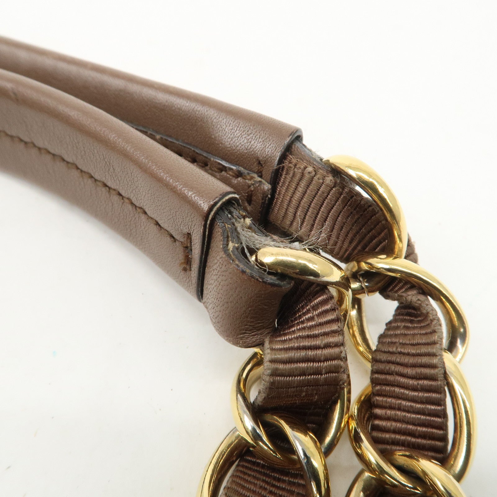 Ferragamo Leather Tote Bag Hand Bag Shouolder Bag Beige Gold HDW