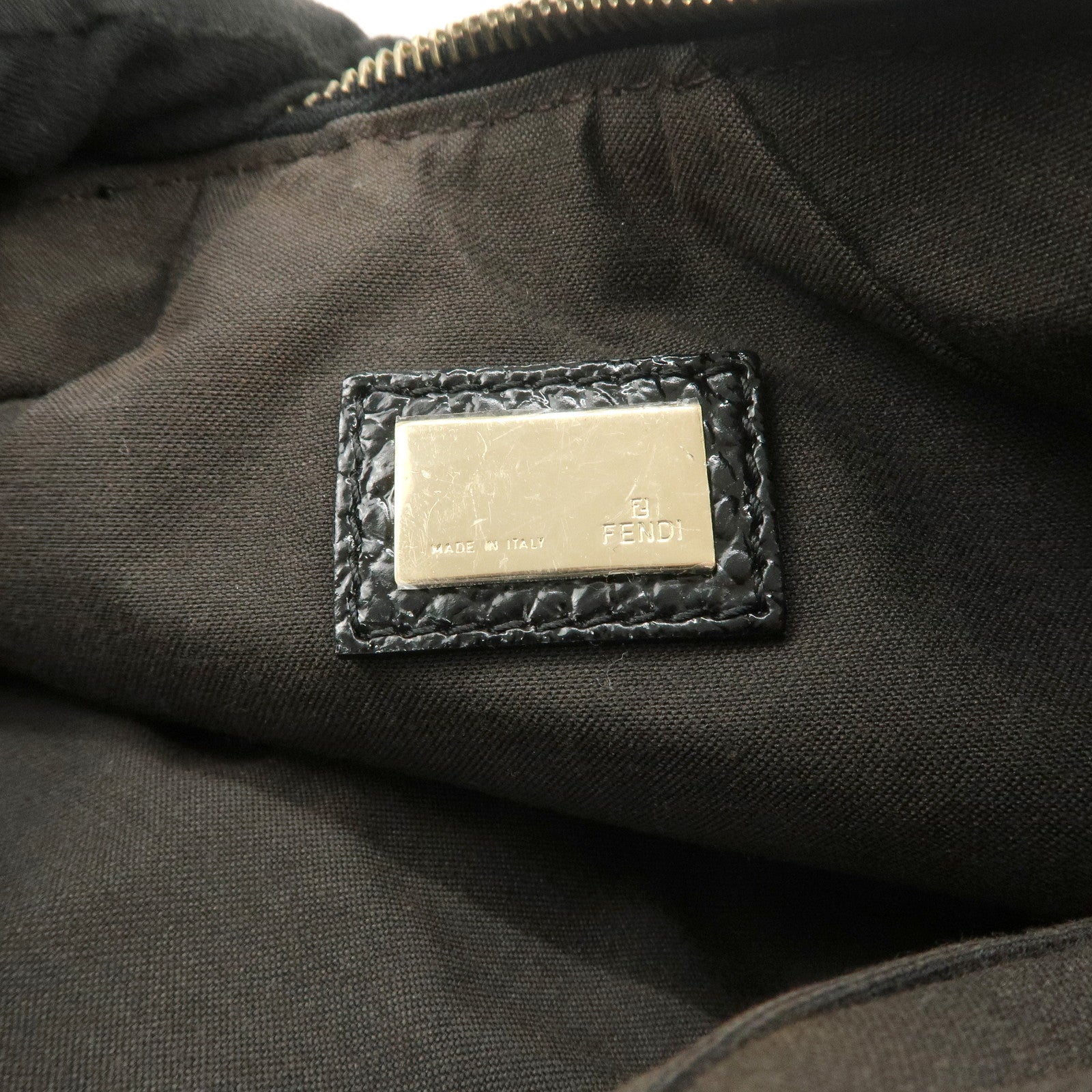 FENDI Wool Flip Sequin Leather Chain Bag Pouch Black Pink 8BR594