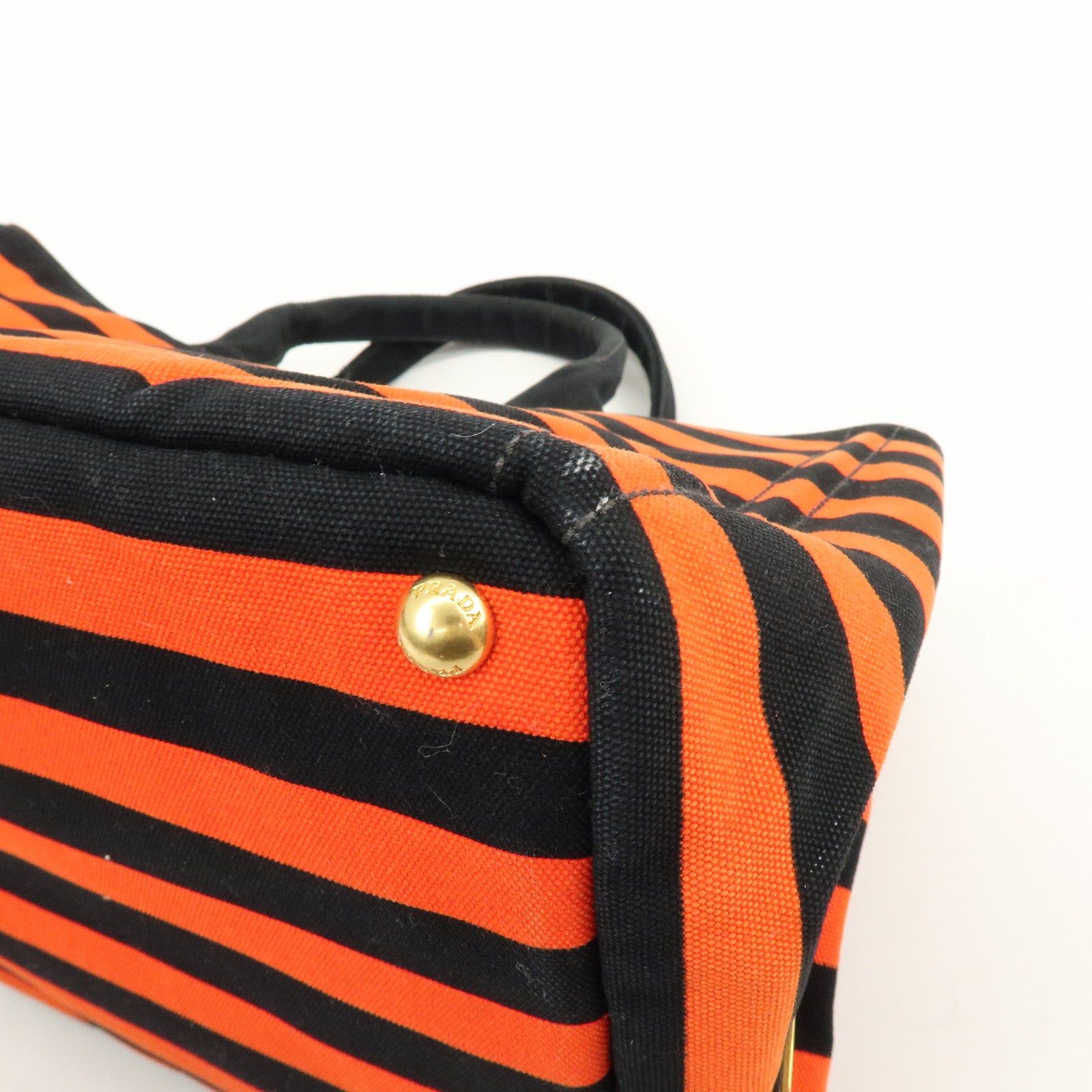 PRADA Triangle Logo Canapa Large Canvas Tote Bag Orange B1872B