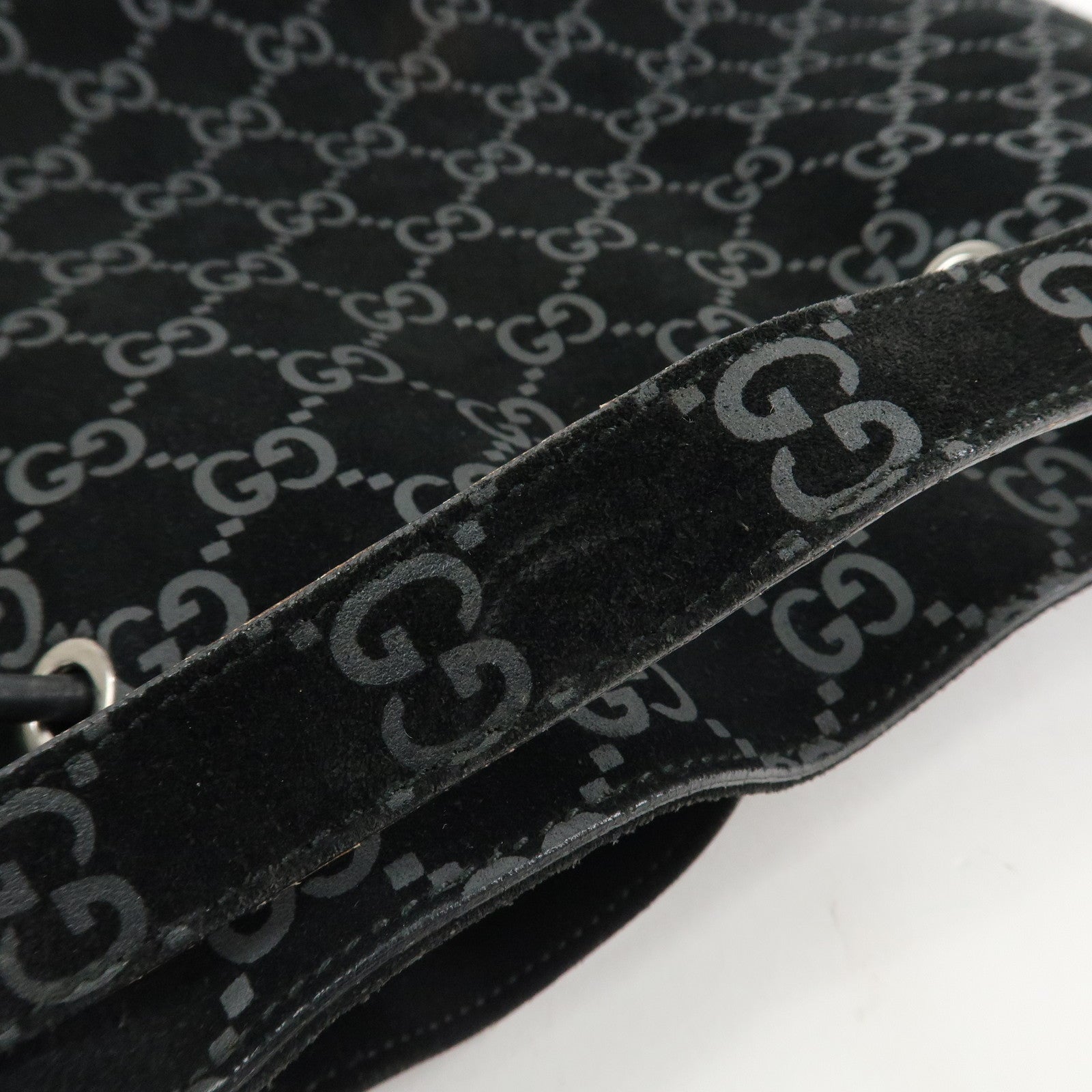 GUCCI GG Suede Shoulder Bag Hand Bag Black 001・3748