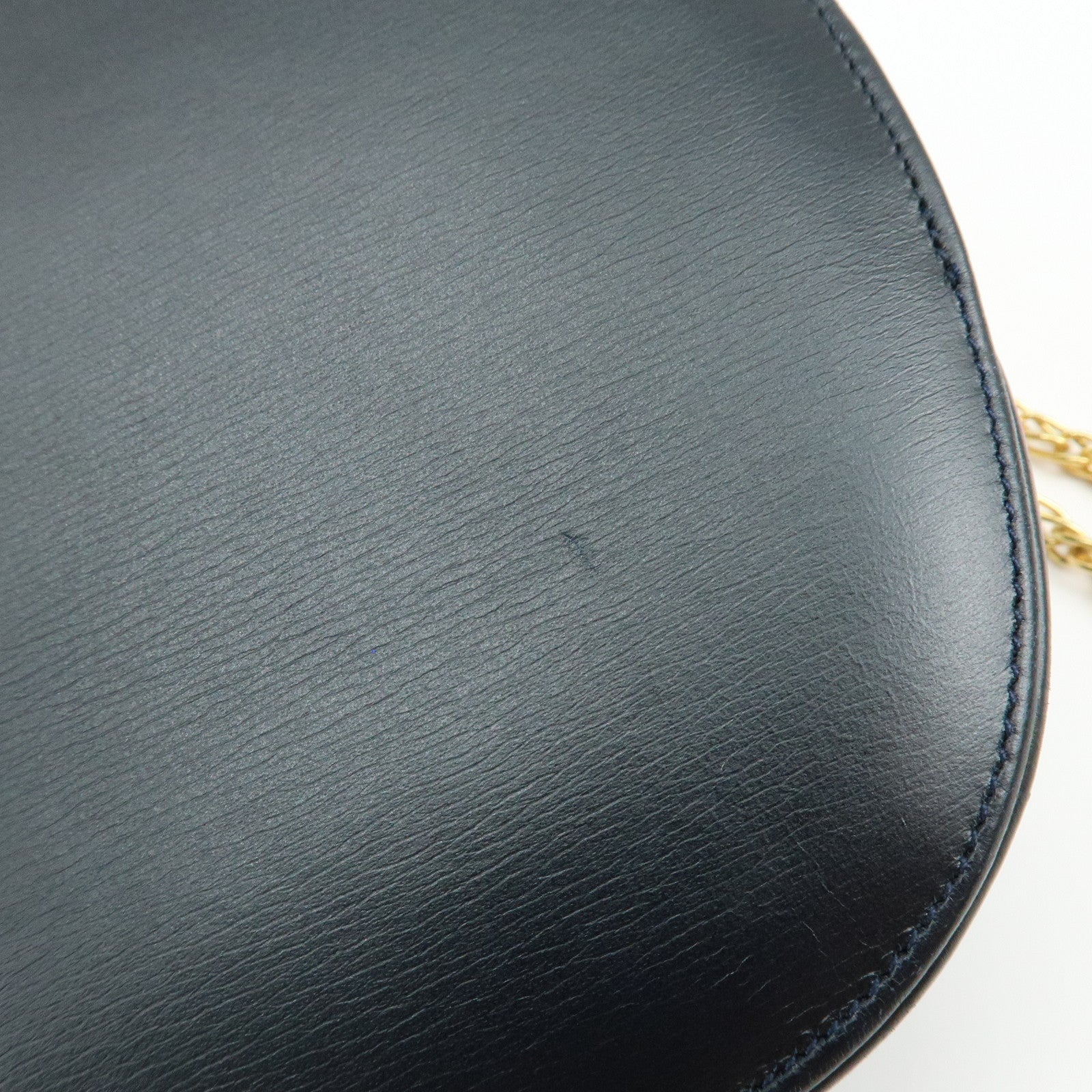 Cartier Sapphire Line Calf Leather Chain Shoulder Bag Navy