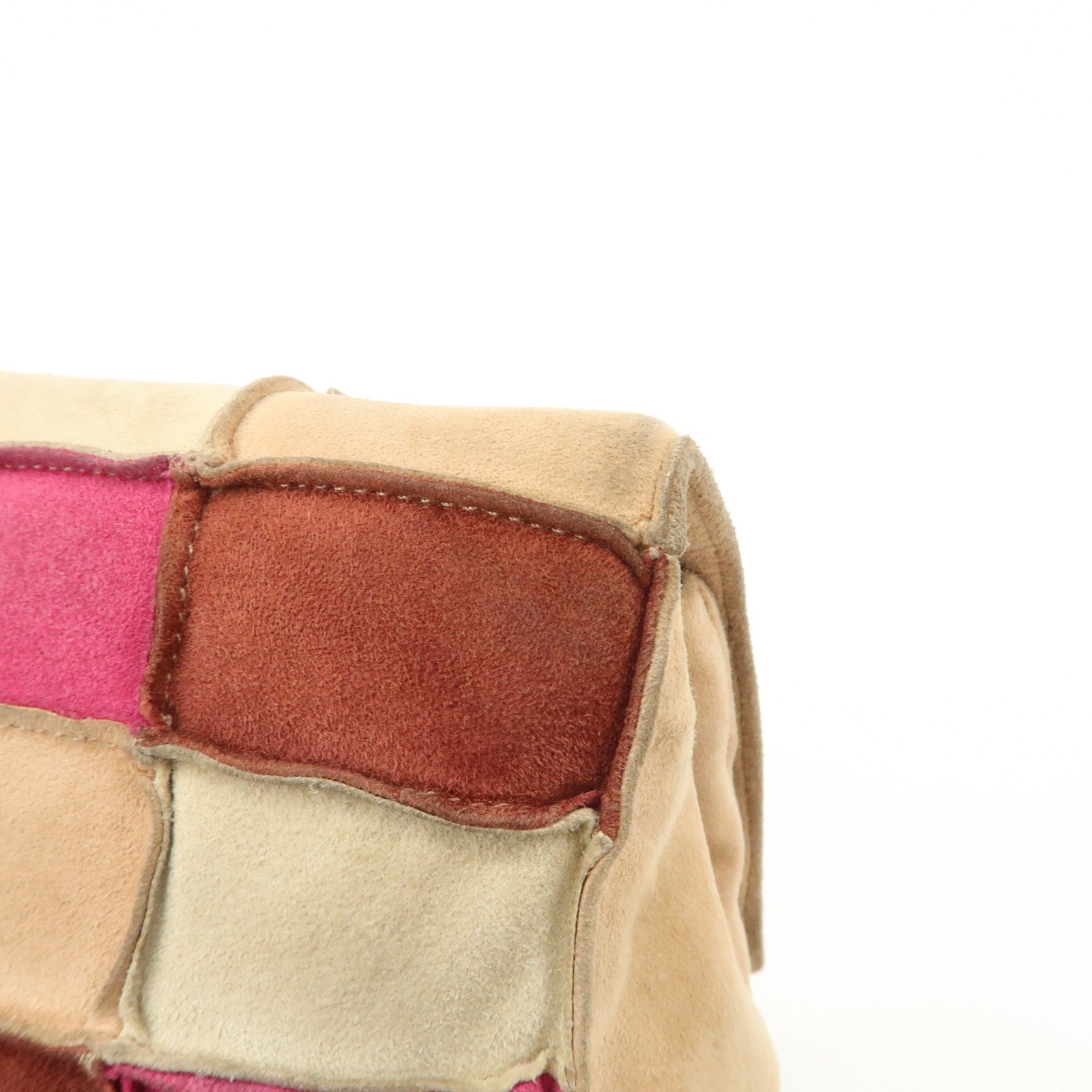 CHANEL 2.55 Suede Patchwork Chain Shoulder Bag Multicolor A14528 Used