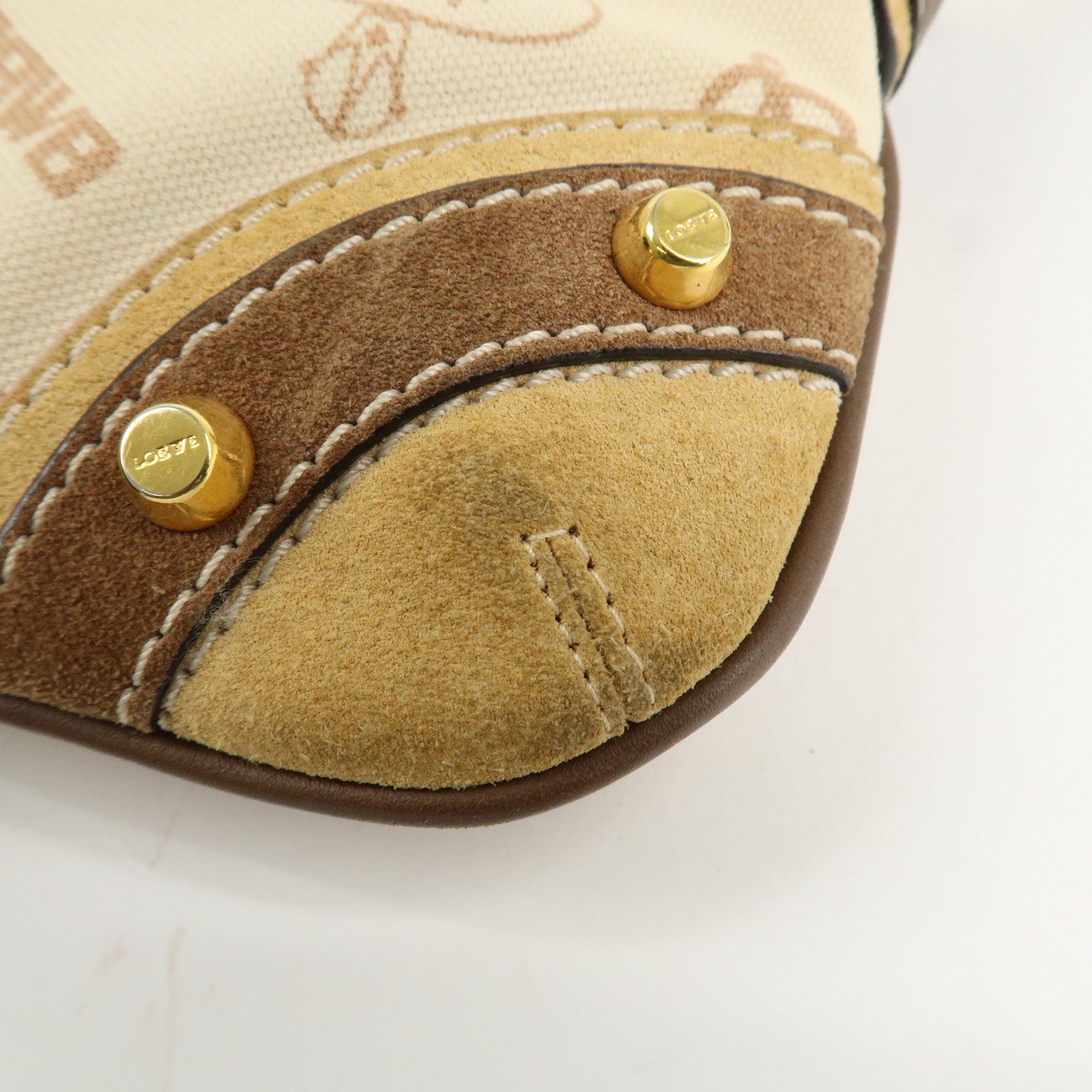 LOEWE Anagram Canvas Suede Leather Shoulder Bag 160th Anniverssary Used