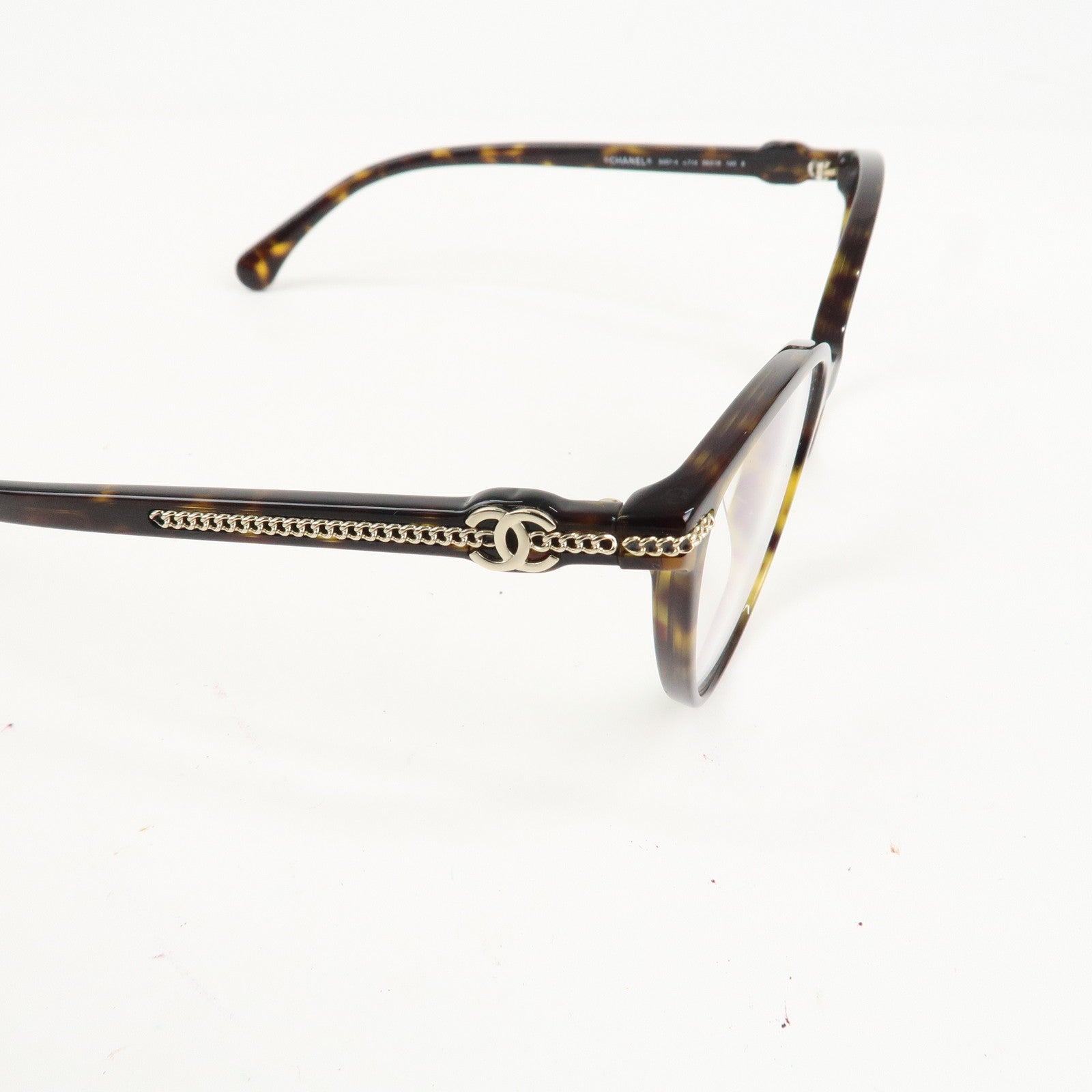 CHANEL Plastic Coco Mark Sunglasses 55□16 Brown Gold Hardware 3457A Used