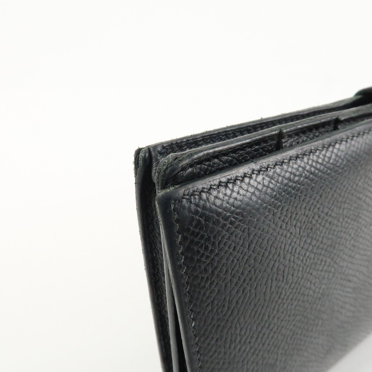 HERMES Epson Bearn Soufflet Long Wallet C Stamped Black Used