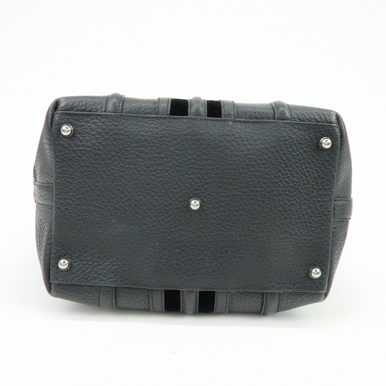 GUCCI Leather Velor Hand Bag Doctor's Bag Shoulder Bag Black 146002