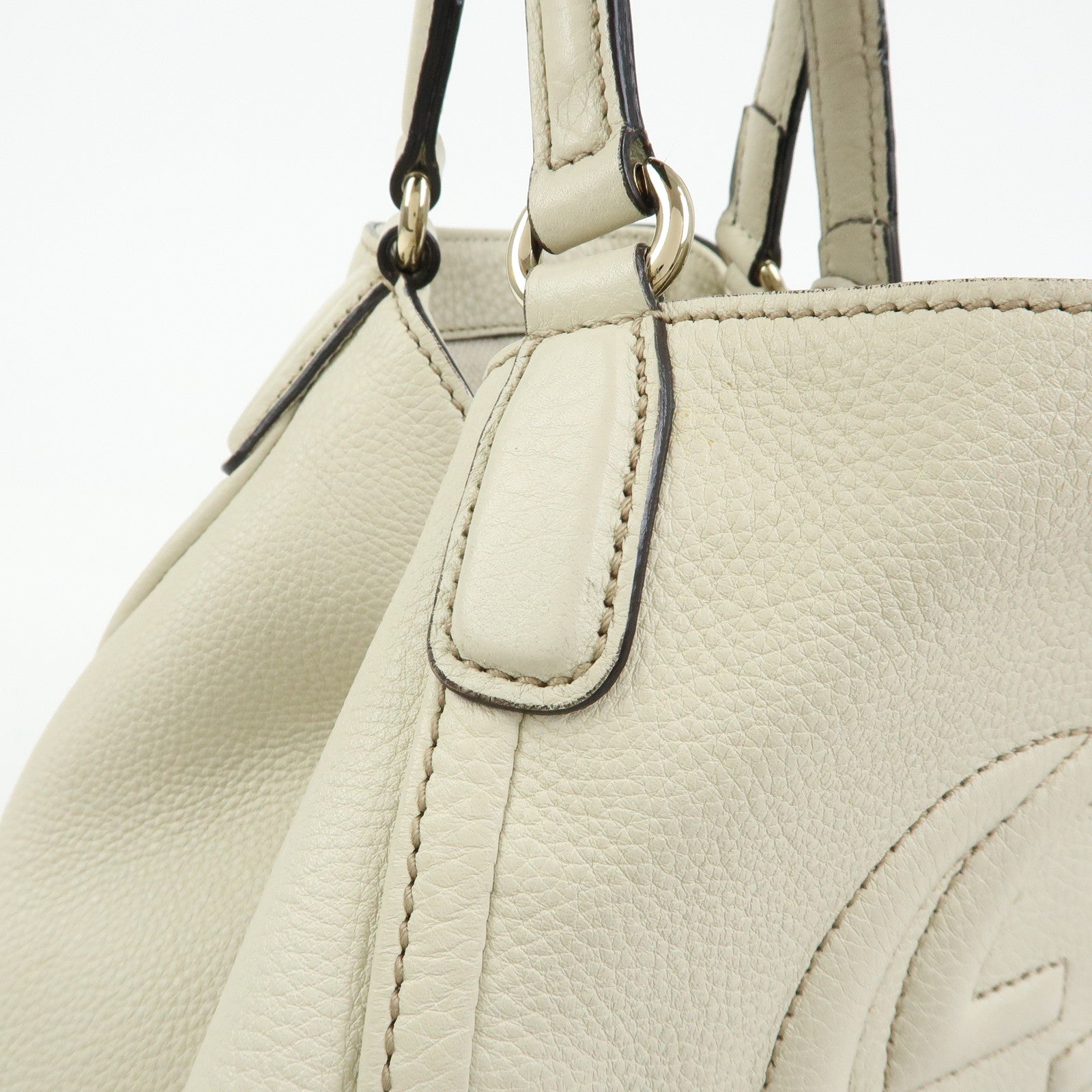 GUCCI SOHO Interlocking G Calf Leather 2Way Hand Bag Ivory 336751