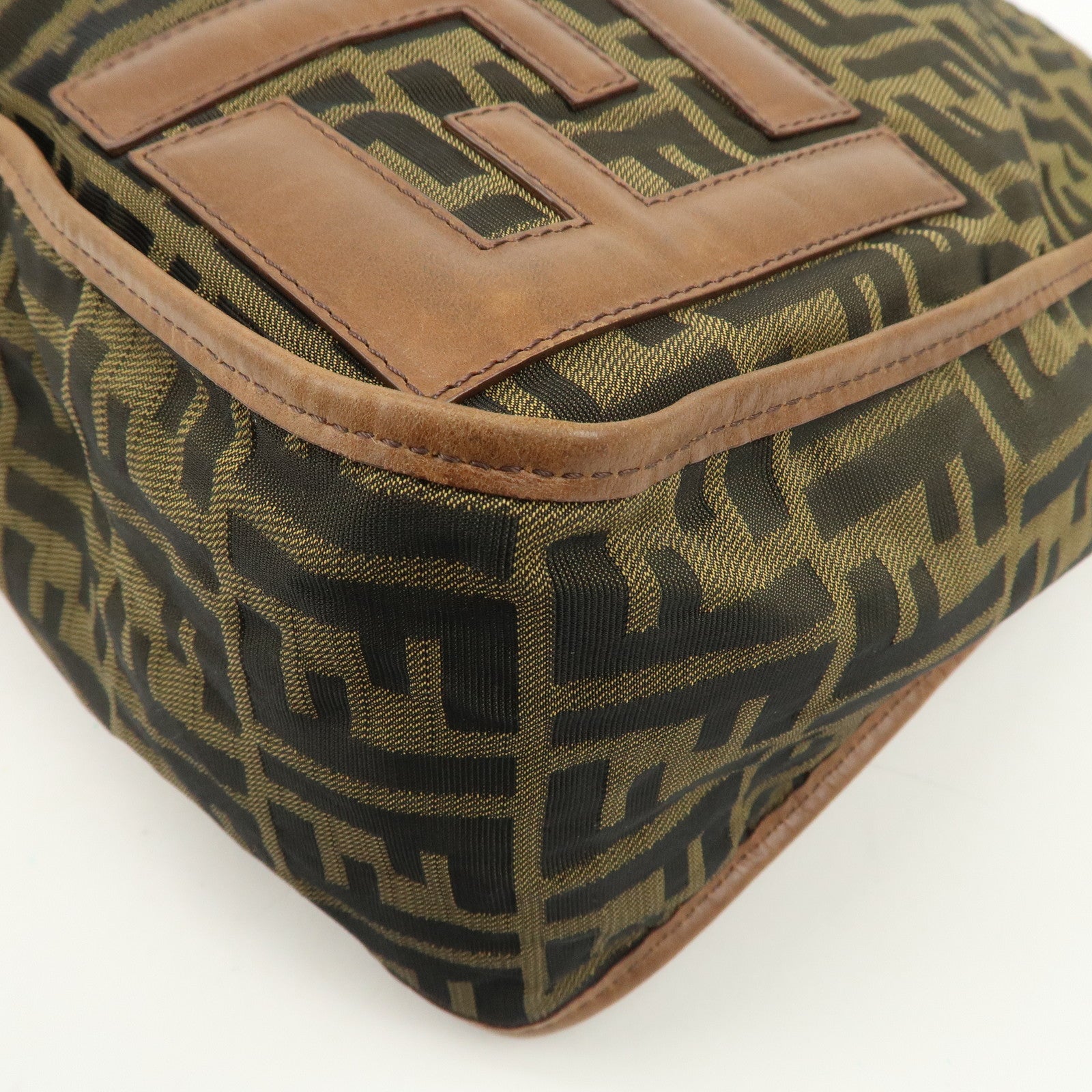 FENDI Zucca Canvas Leather Shoulder Bag Crossbody Bag Brown 7VA148