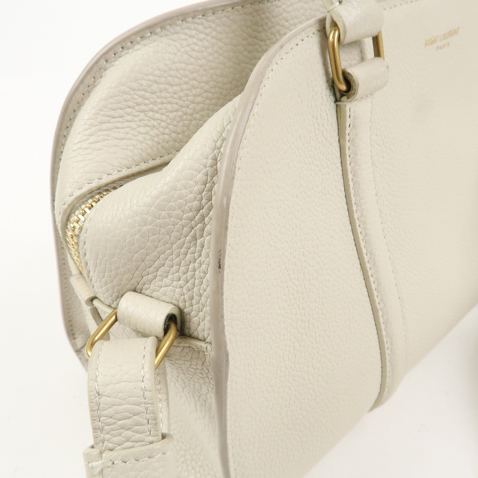 SAINT LAURENT Duffle Lock Leather 2Way Bag Hand Beige