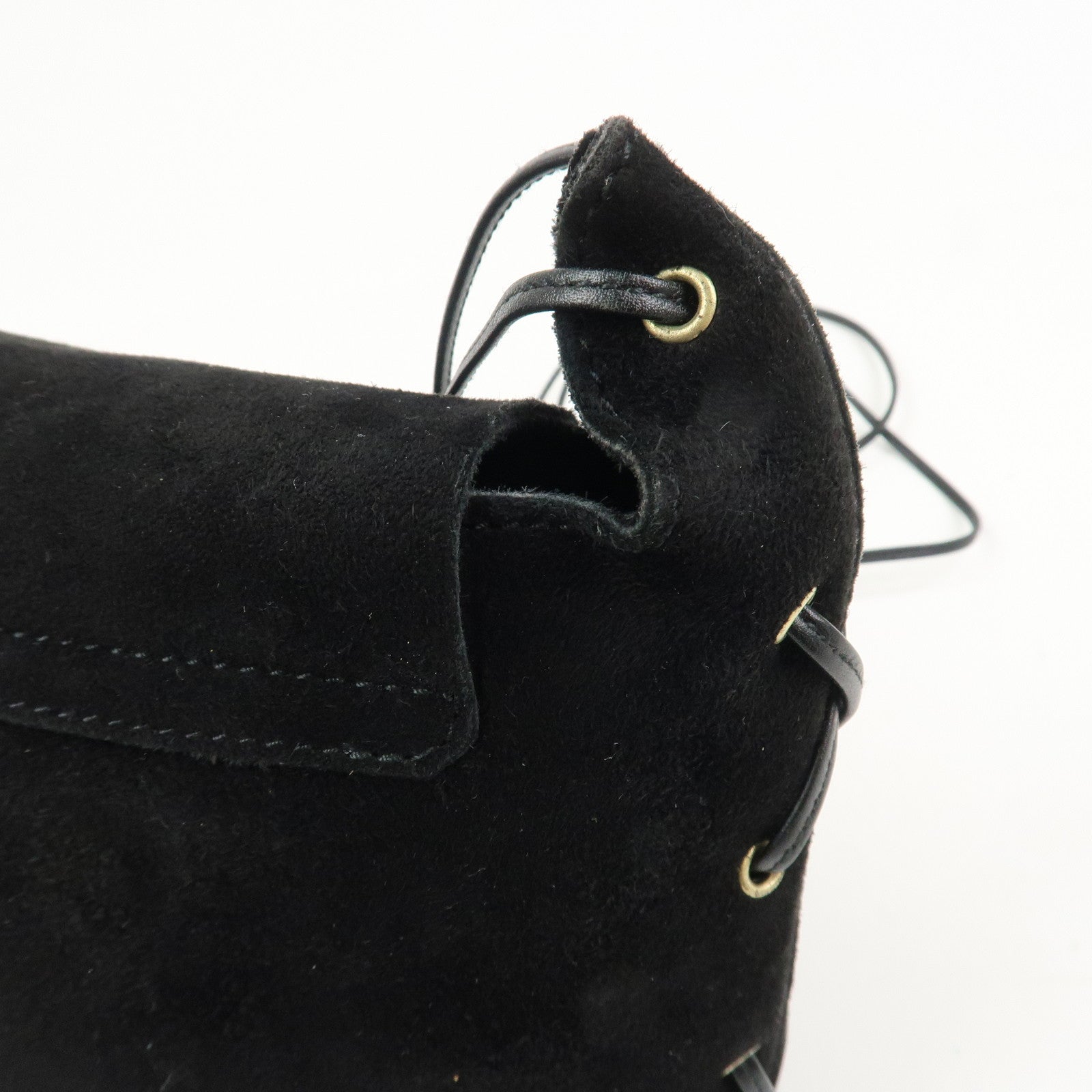 GUCCI Suede Leather Heart Shoulder Bag Black 95107