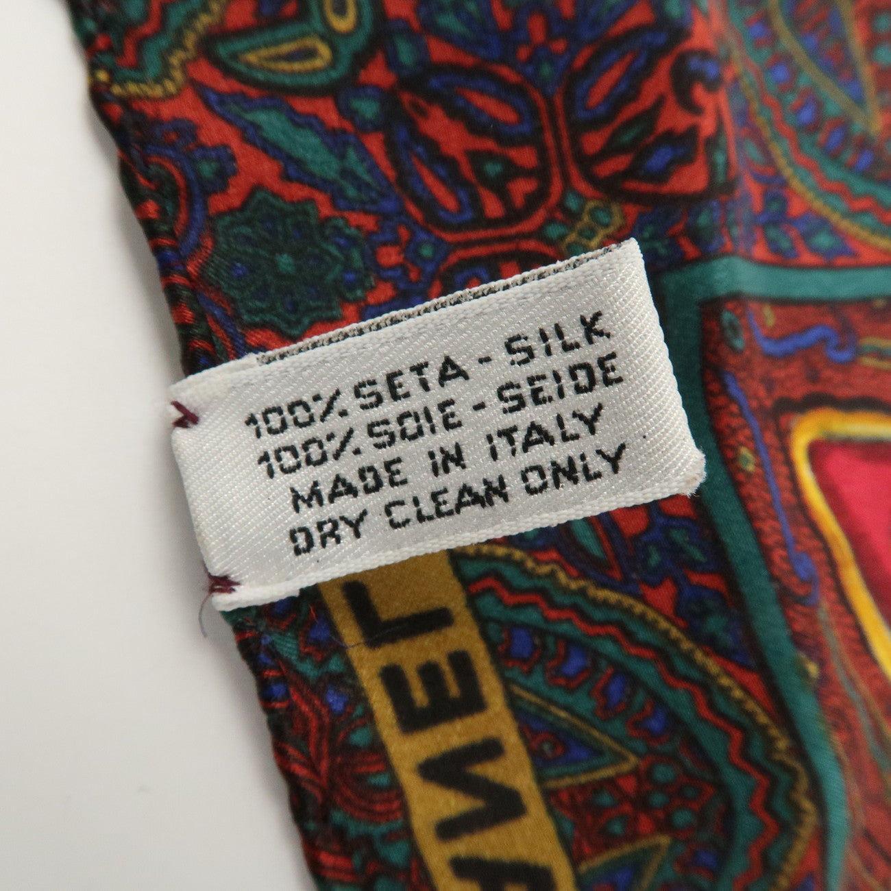 CHANEL Silk 100% Scarf Gripoix Print Red Multi Color Used