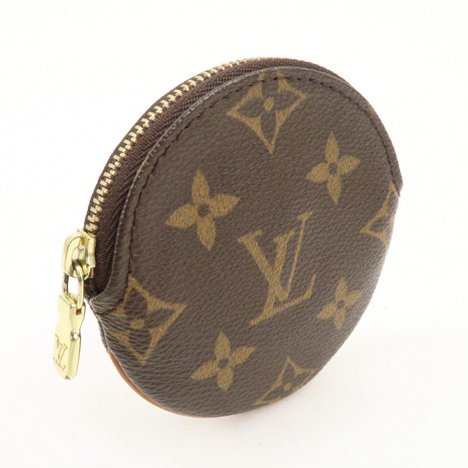 Louis Vuitton Monogram Porte Monnaie Rond Coin Case Brown M61926 Used
