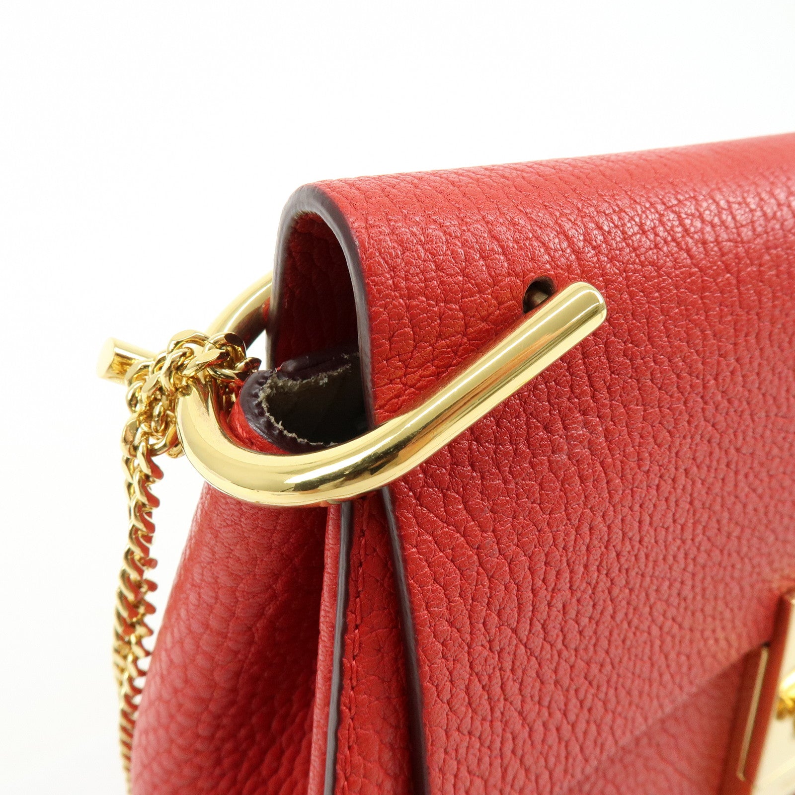 Chloe Drew Leather Chain Shoulder Bag Crossbody Bag Red