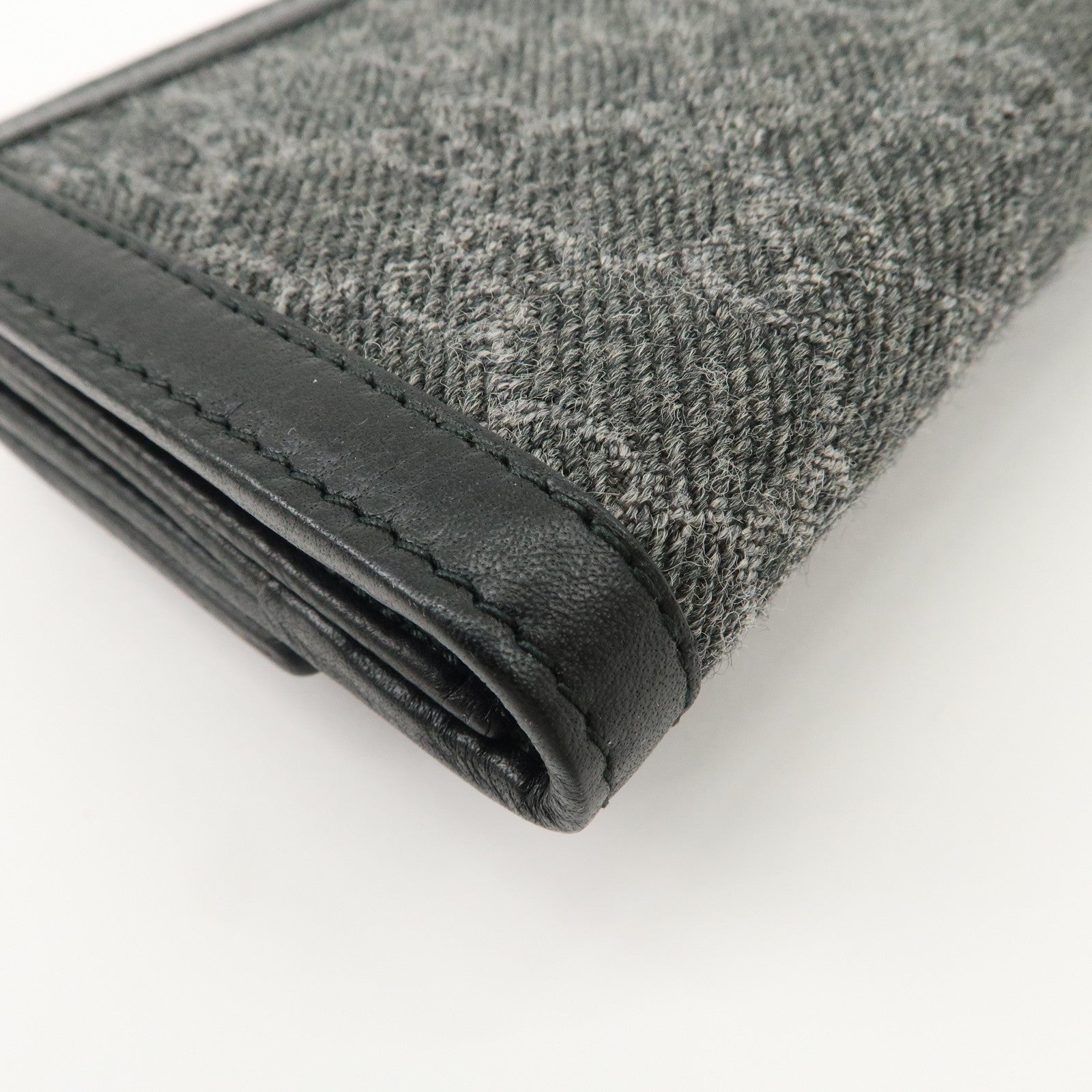 GUCCI Interlocking G Leather GG Wool Long Bi-fold Wallet 269903 Used