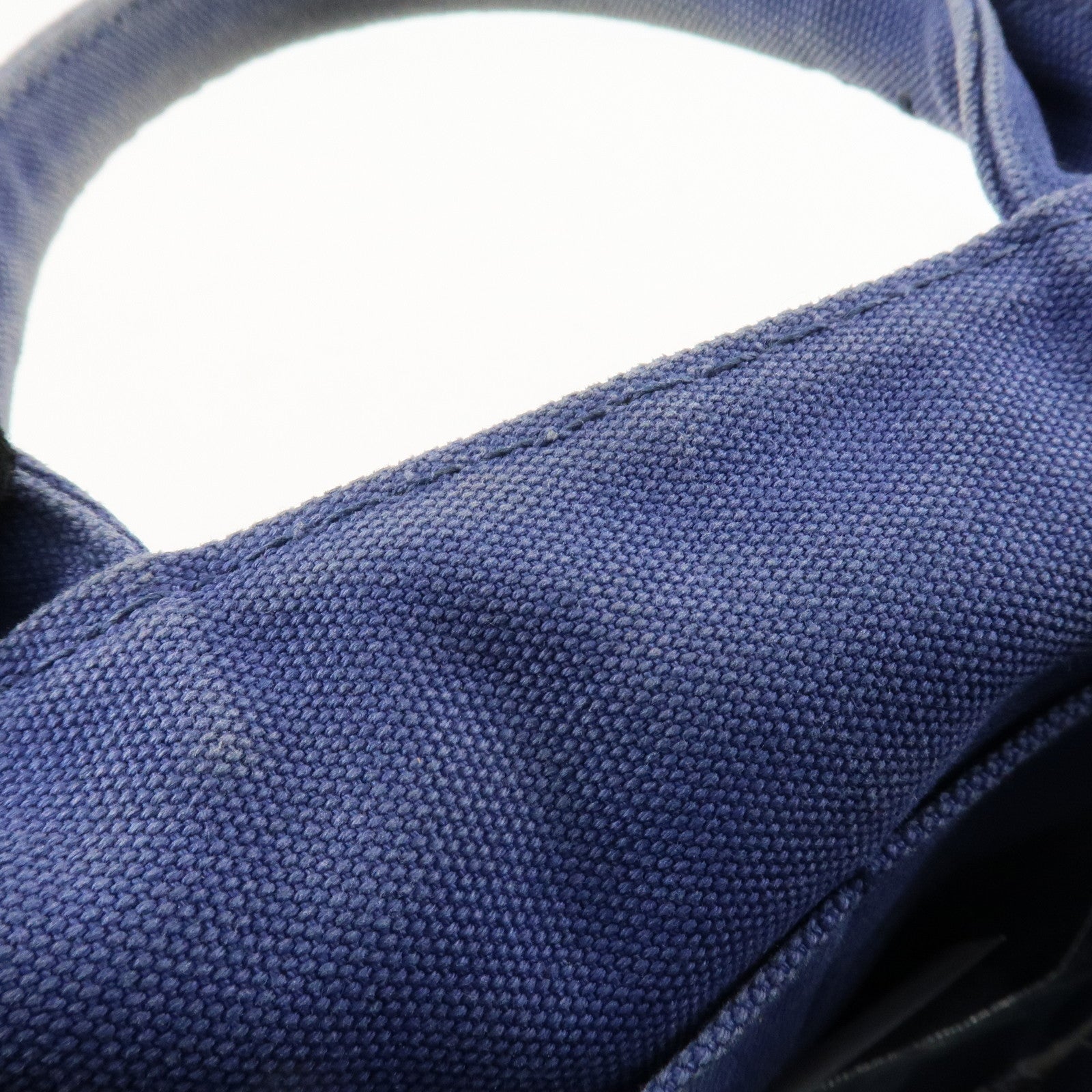 PRADA Logo Canapa Canvas 2Way Tote Bag Hand Bag Navy B2642B Used