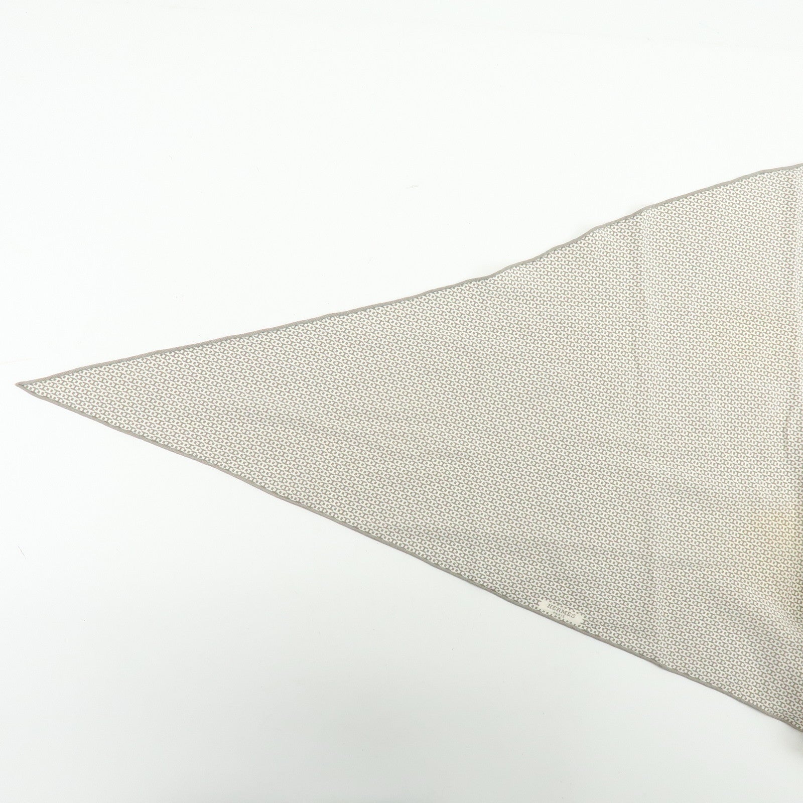 HERMES Silk100% Scarf Gray White