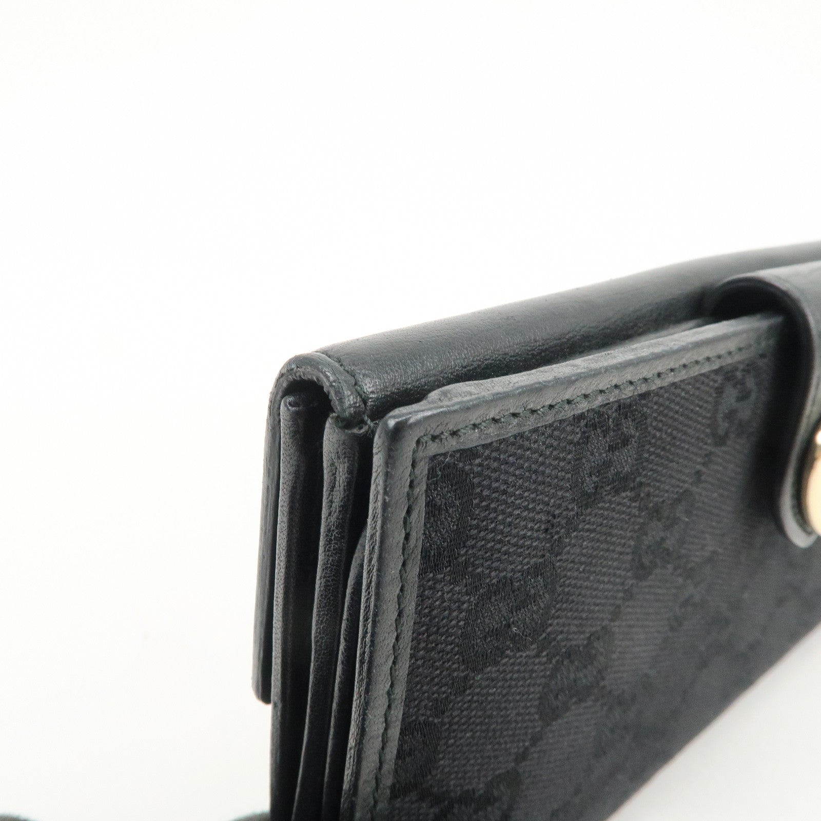 GUCCI Lovely Heart GG Monogram Canvas Leather Long Wallet 203550