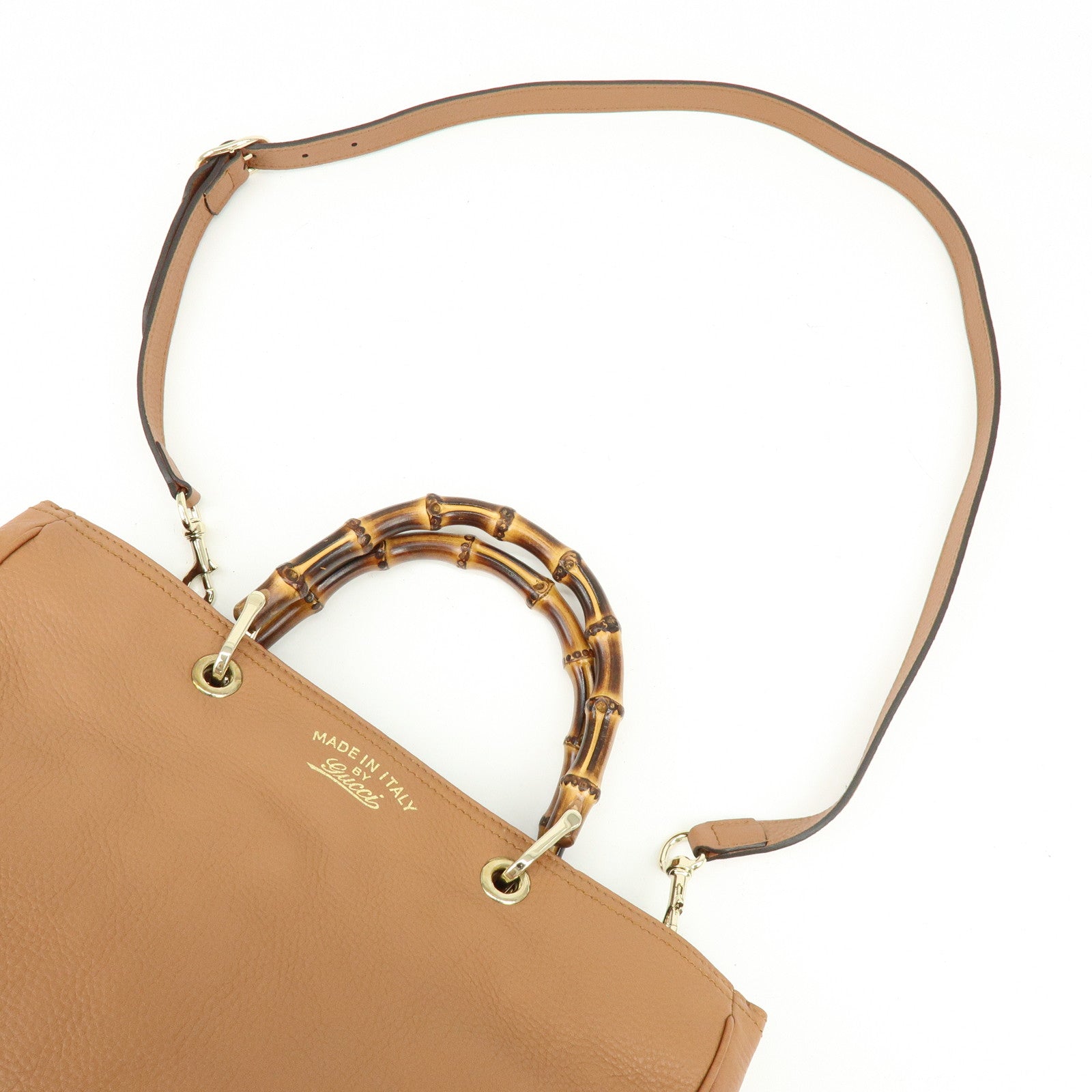 GUCCI Bamboo Shopper Medium 2Way Bag Shoulder Bag Brown 323660