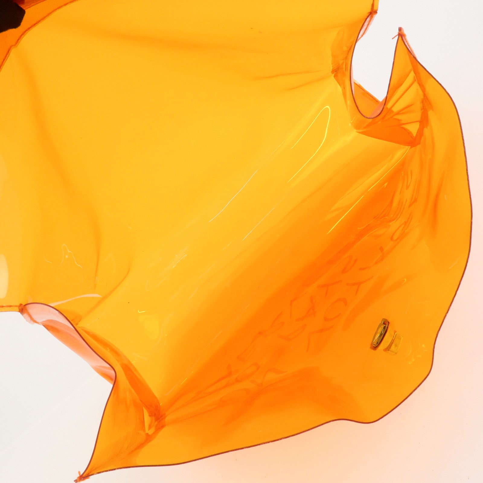 HERMES Kelly Vinyl Hand Bag Clear Transparent Orange