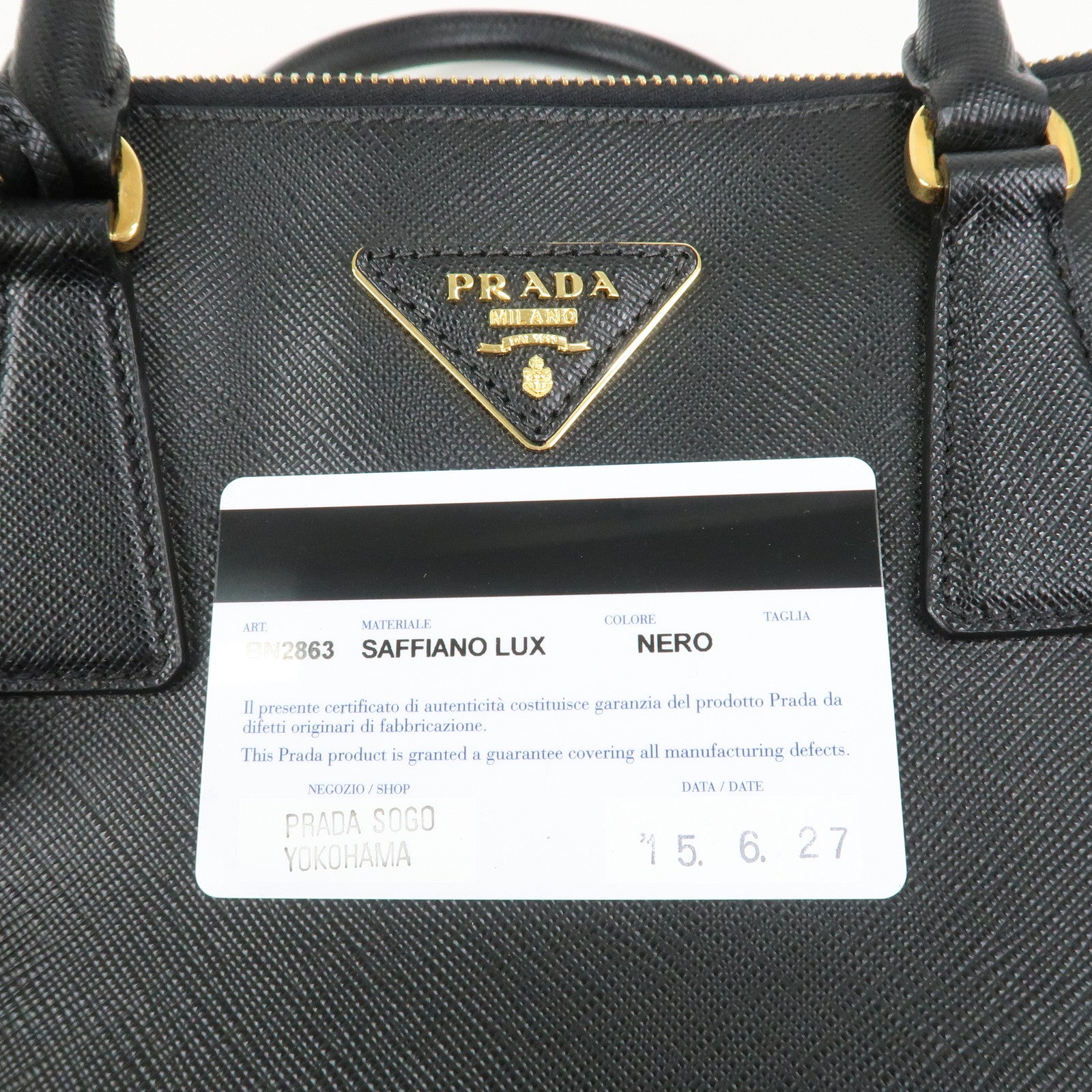 PRADA Triangle Logo Saffiano Leather 2Way Shoulder Bag Black BN2863
