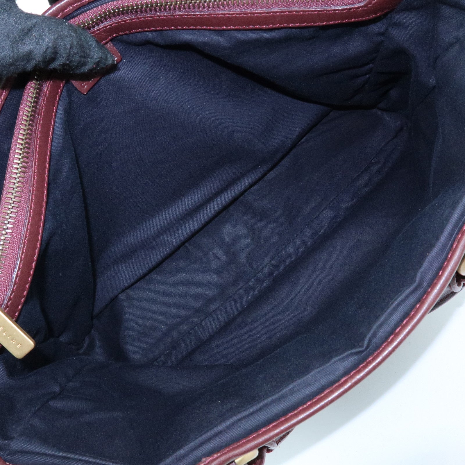 CELINE C Macadam Boogie Bag Suede Leather Hand Bag Black Bordeaux