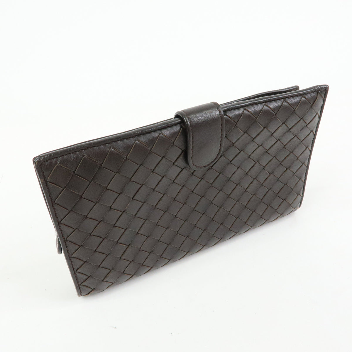 BOTTEGA VENETA Intrecciato Leather Bi-fold Long Wallet Brown