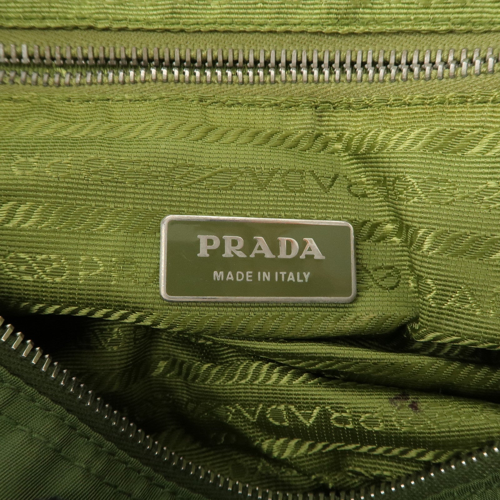 PRADA Triangle Logo Nylon Shoulder Bag Crossbody Bag Green Used