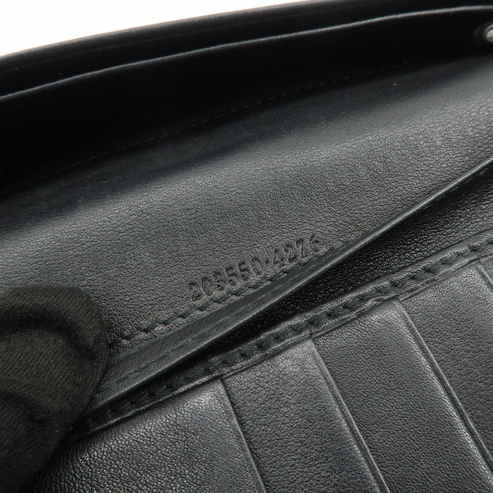 GUCCI Guccissima Lovely Heart W Hook Long Wallet Black 203550