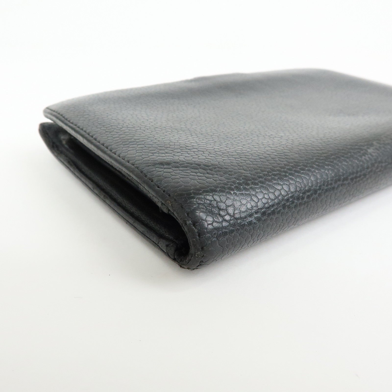 CHANEL COCO Mark Caviarskin Bi-Fold Long Wallet Black A13498