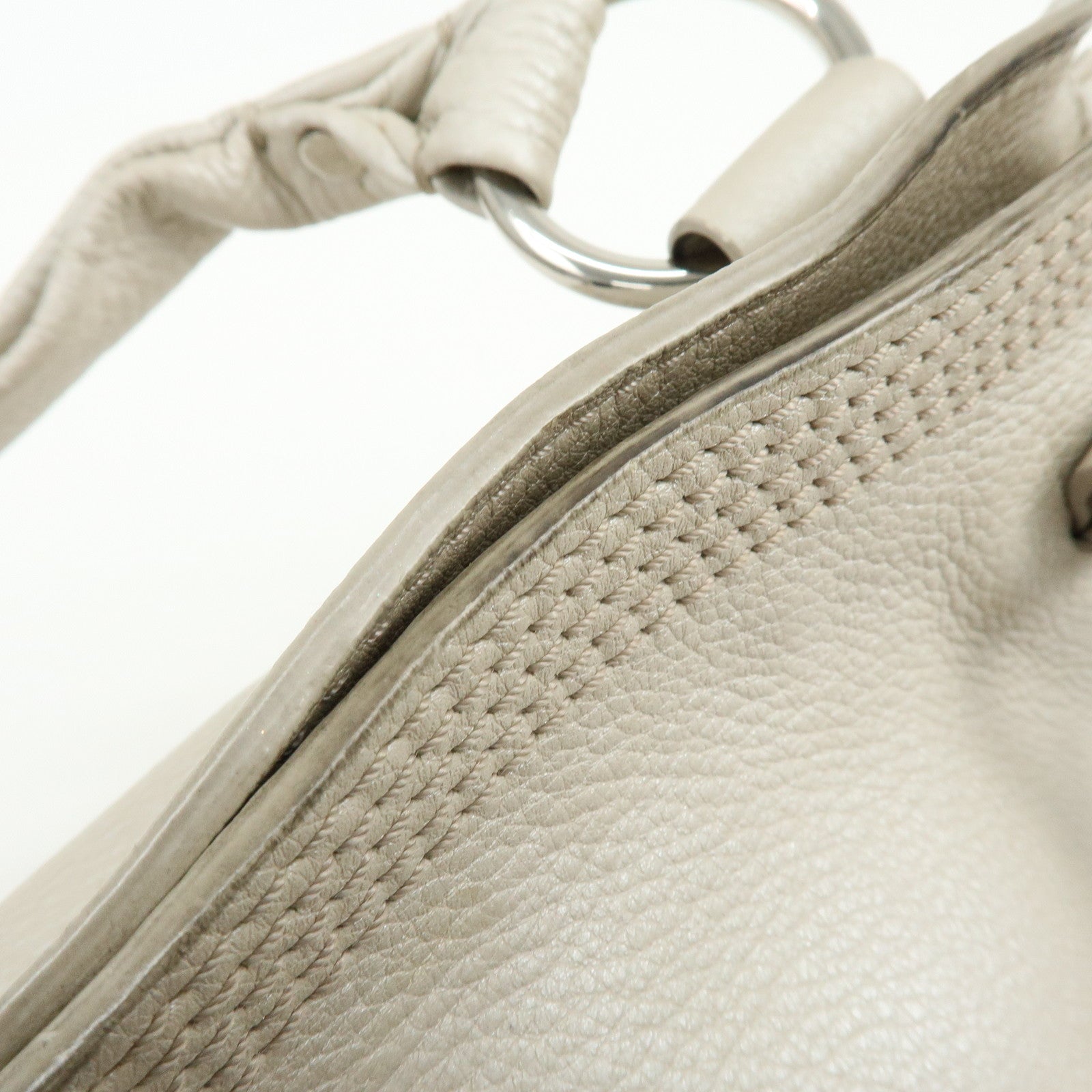 CELINE Bittersweet Leather Shoulder Bag Hand Bag Pearl White