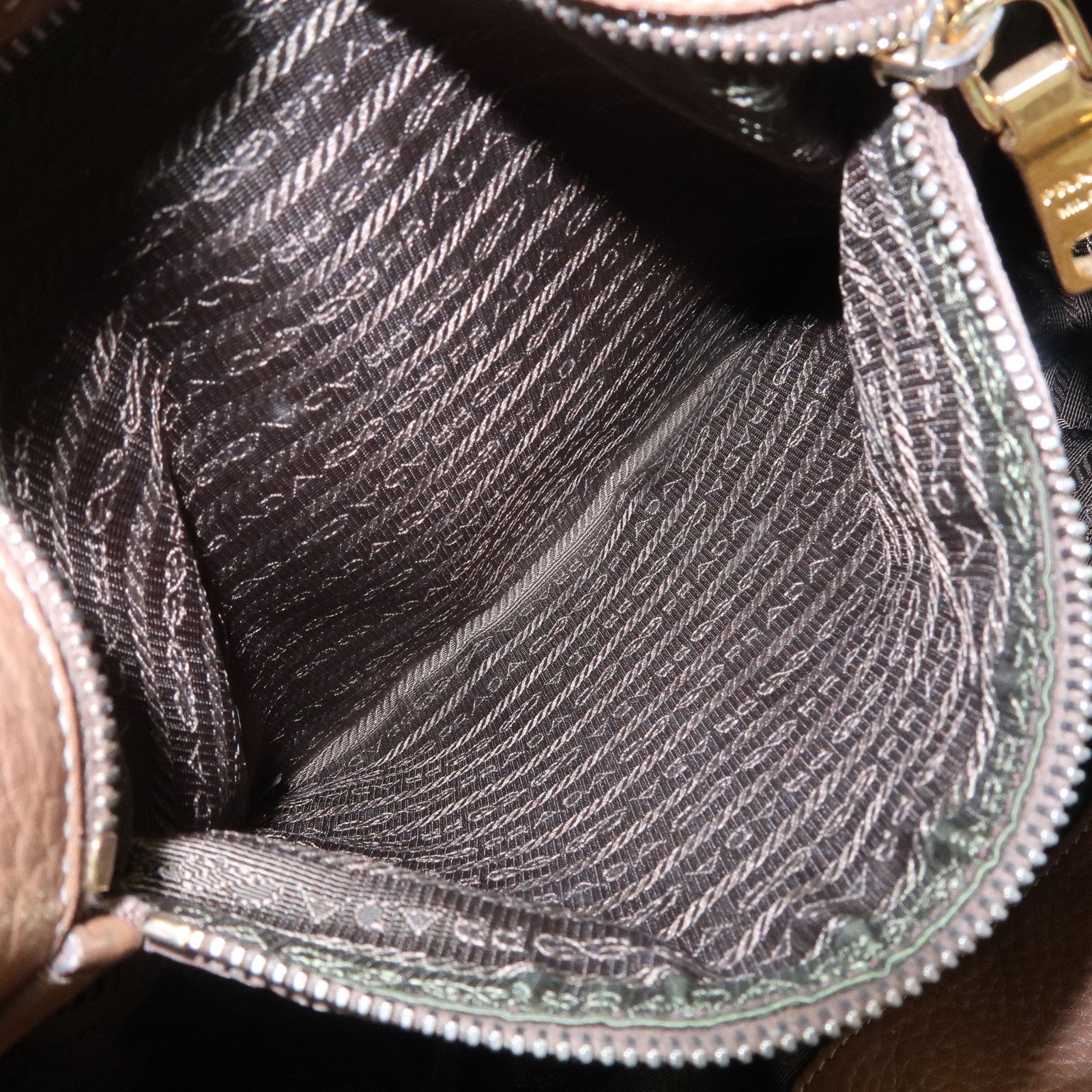 PRADA Calf Leather 2Way Bag Hand Bag Shoulder Bag Brown