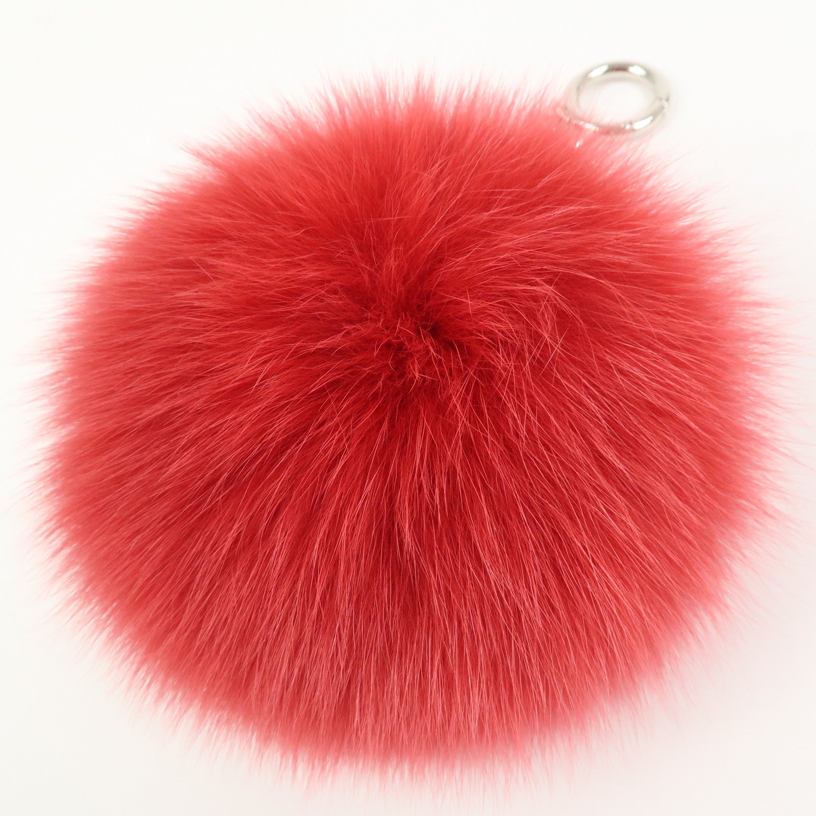 FENDI ABCHARM Inicial A Fur Pom Pom Charm Key Chain Bag Charm Red