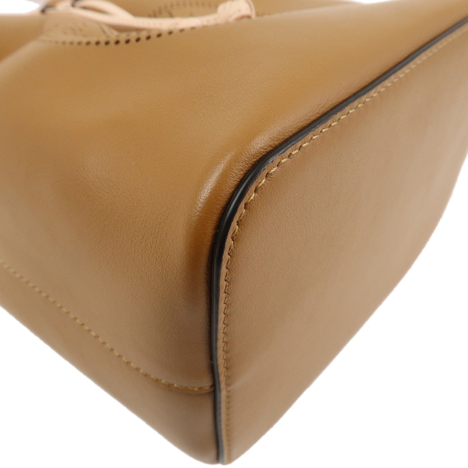 FENDI Leather Montresor 2Way Hand Shoulder Bag Brown Orange 8BT309