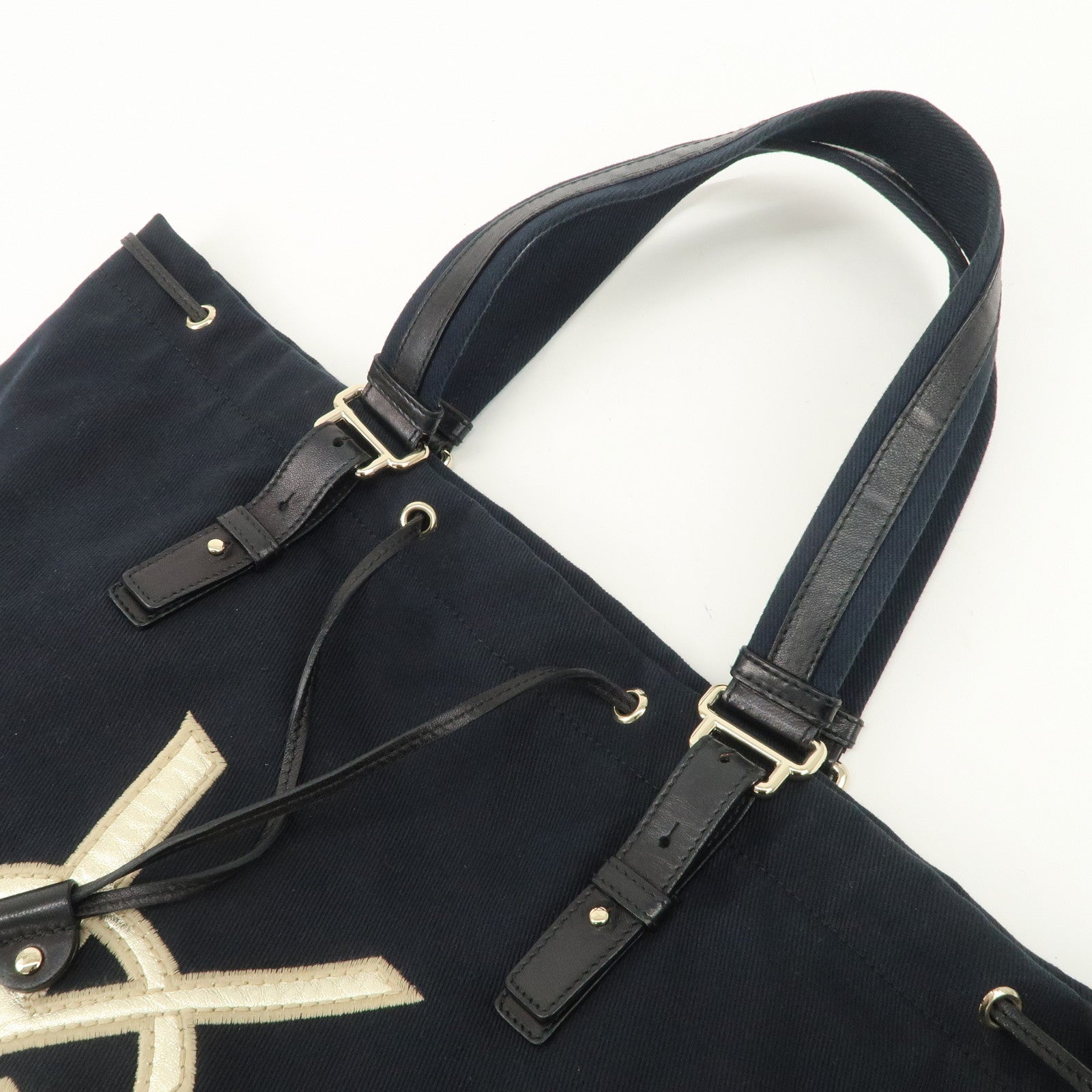 Saint Laurent Kahala Canvas Leather Tote bag Shoulder Bag Black Used