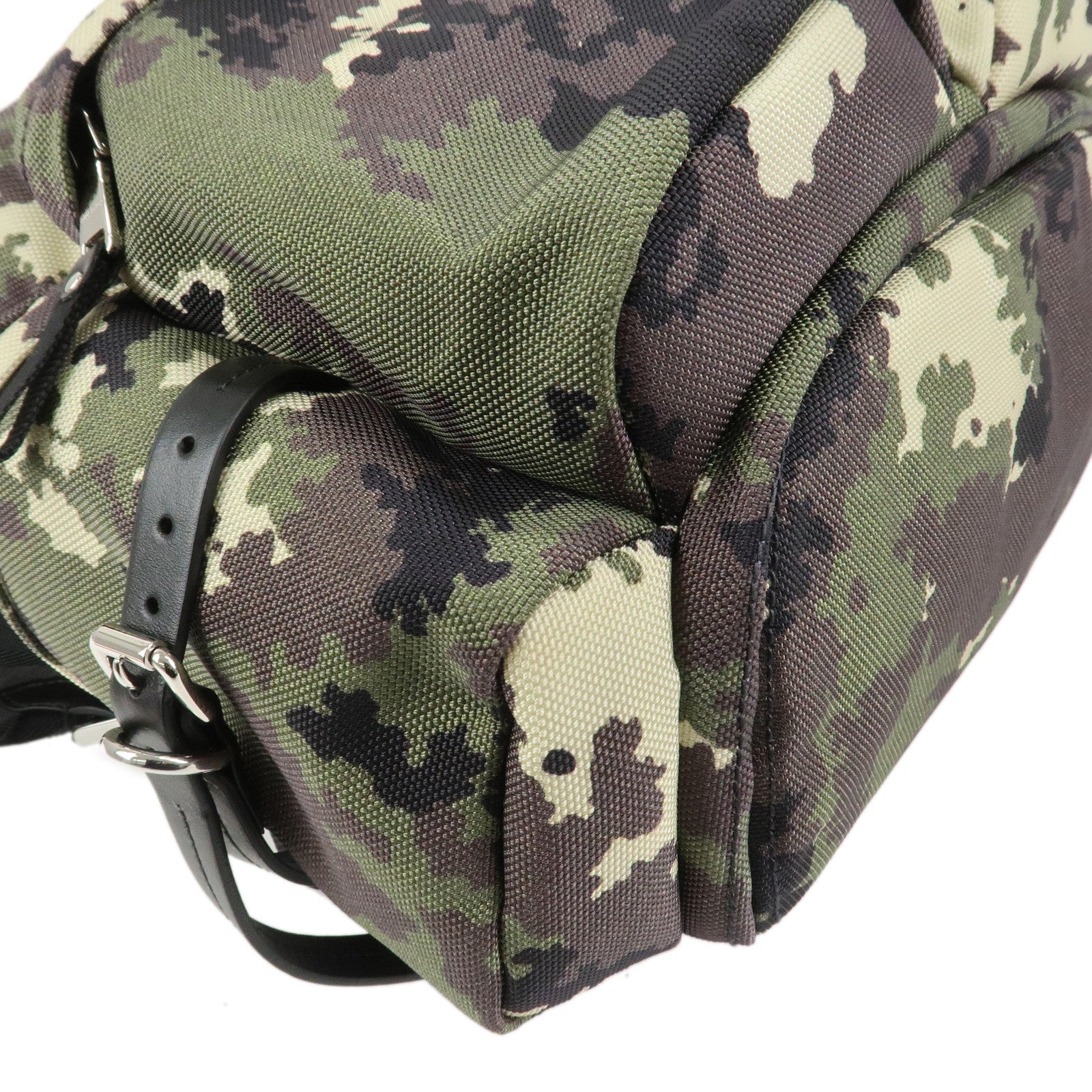 MIU MIU Nylon Canvas Camouflage Backpack Khaki Black 5BZ033