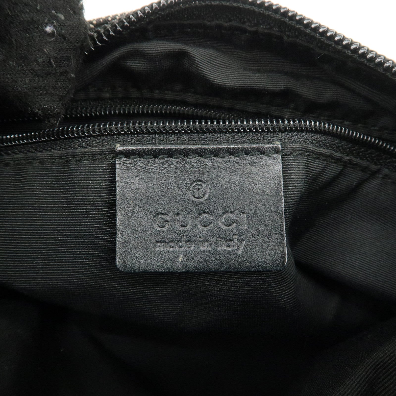 GUCCI GG Canvas Leather Shoulder Bag Hand Bag Black 92699 Used